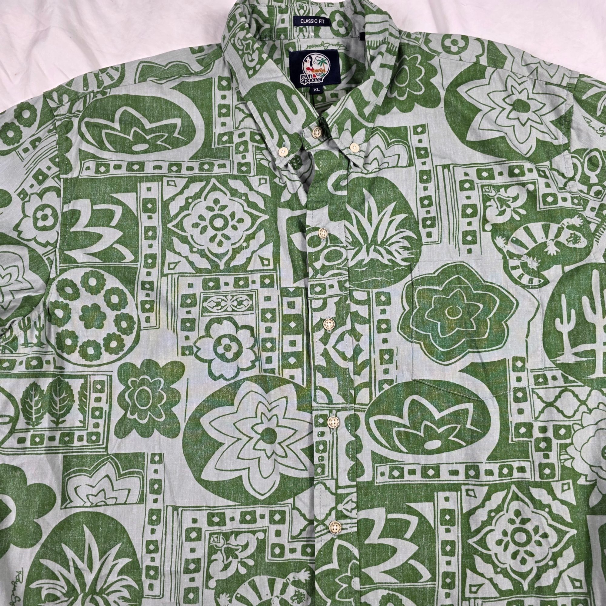 Reyn Spooner Reyn Spooner Classic Fit Mens XL Green Floral Button Shirt C Size US XL / EU 56 / 4 - 3 Thumbnail