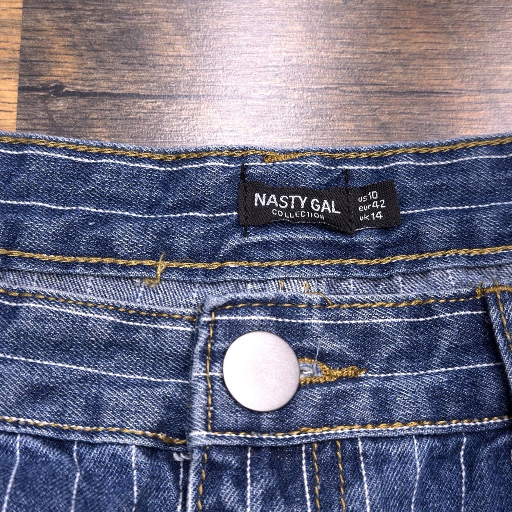 Nasty Gal Nasty Gal Jeans 14 Blue High Rise Pinstripe Mom New Size 36" / US 14 / IT 50 - 6 Thumbnail