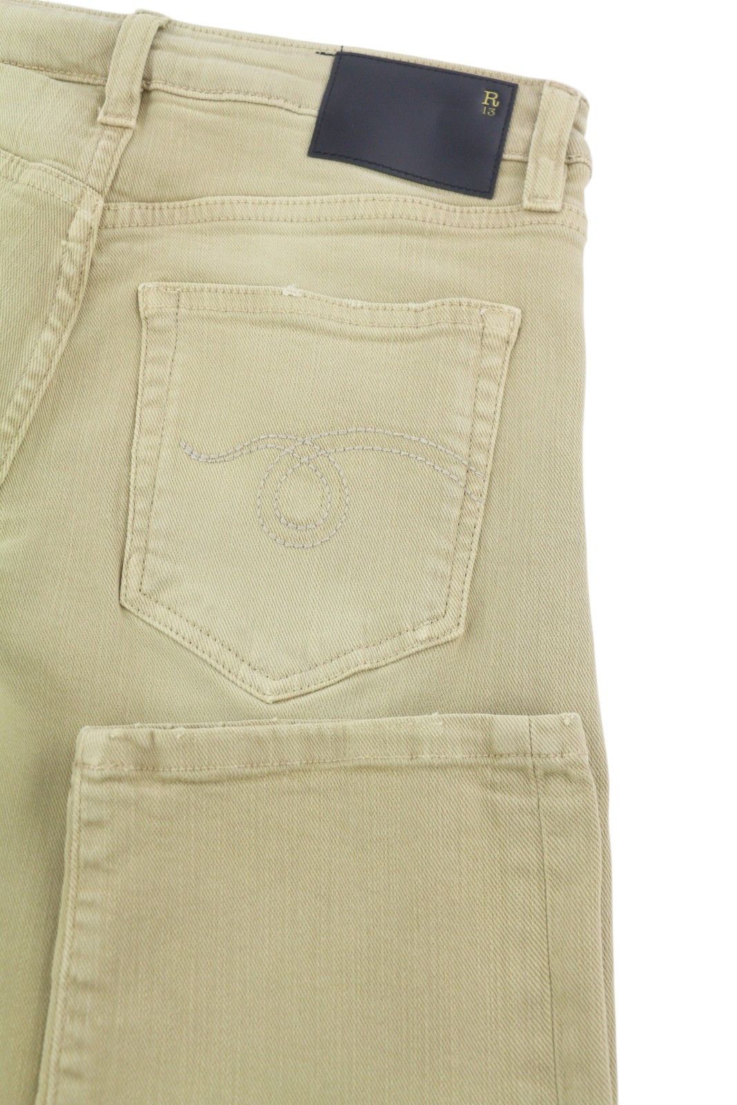R13 BOY STRAIGHT 24 Khaki Stretchy Faded Ankle Casual 86293 Size 24" / US 00 / IT 34 - 6 Thumbnail