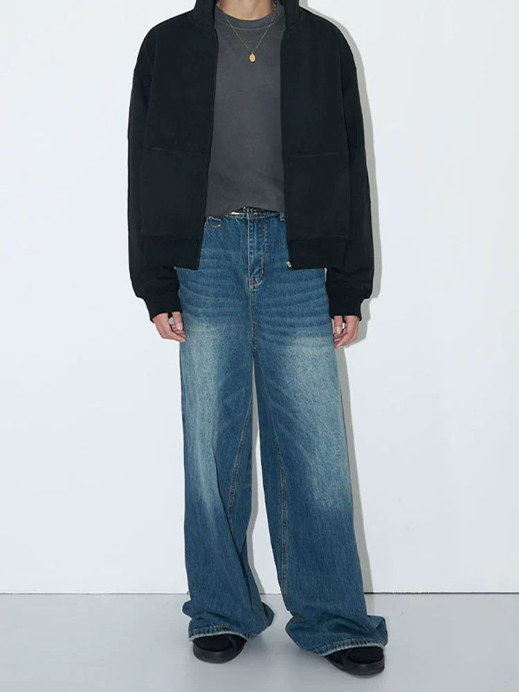 Jean Vintage baggy men's loose washed distressed wide-leg jeans Size US 32 / EU 48 - 4 Thumbnail