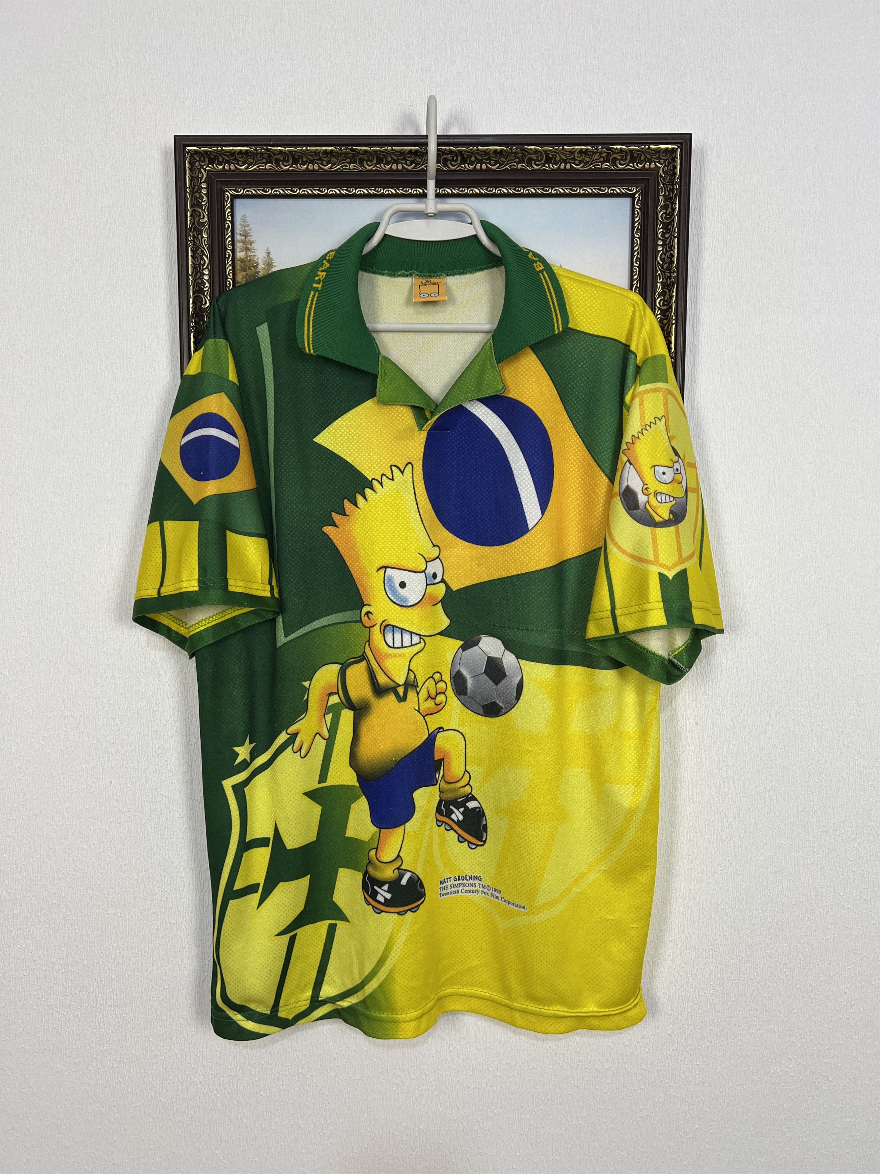 The Simpsons Vintage The Simpsons Bart Brazil Football Shirt Soccer XL Size US XL / EU 56 / 4 - 1 Thumbnail