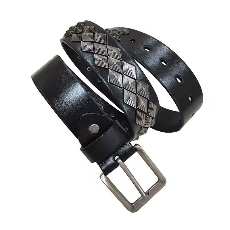 Japanese Brand × Vintage Heavy Metal Rivet Genuine Leather Belt Size ONE SIZE - 2 Thumbnail
