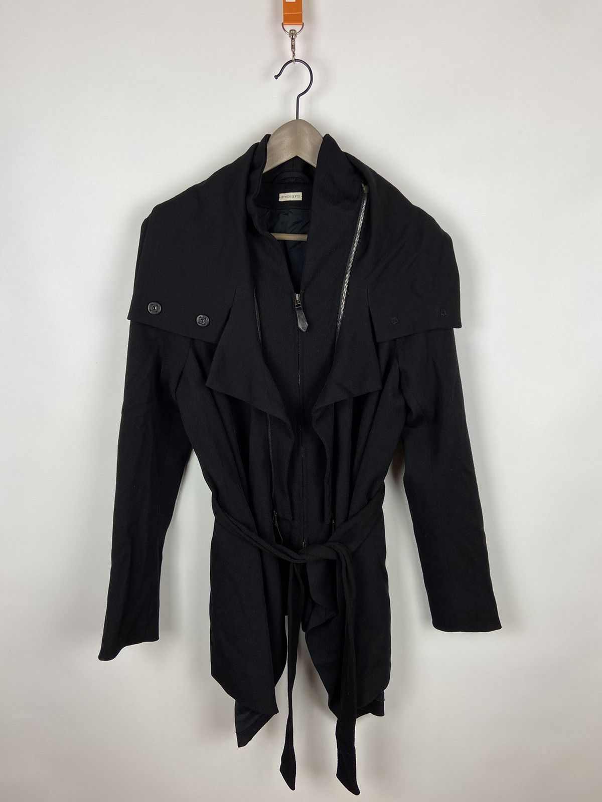 Annette Gortz × Designer Annette Gortz Asymmetrical Zip Black Women Wool Jacket Sz 40 Size S / US 4 / IT 40 - 1 Thumbnail