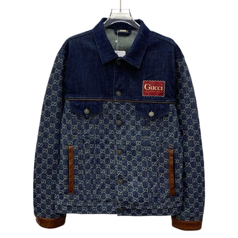 Gucci Gucci Dark blue logo jacquad full printed cotton lapel sin Size US S / EU 44-46 / 1 - 1 Thumbnail