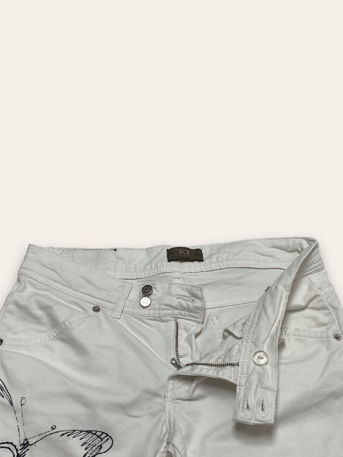 Iceberg Vintage ICEBERG White Pants Art Butterfly Nature Masterpiece Size 31" - 6 Thumbnail