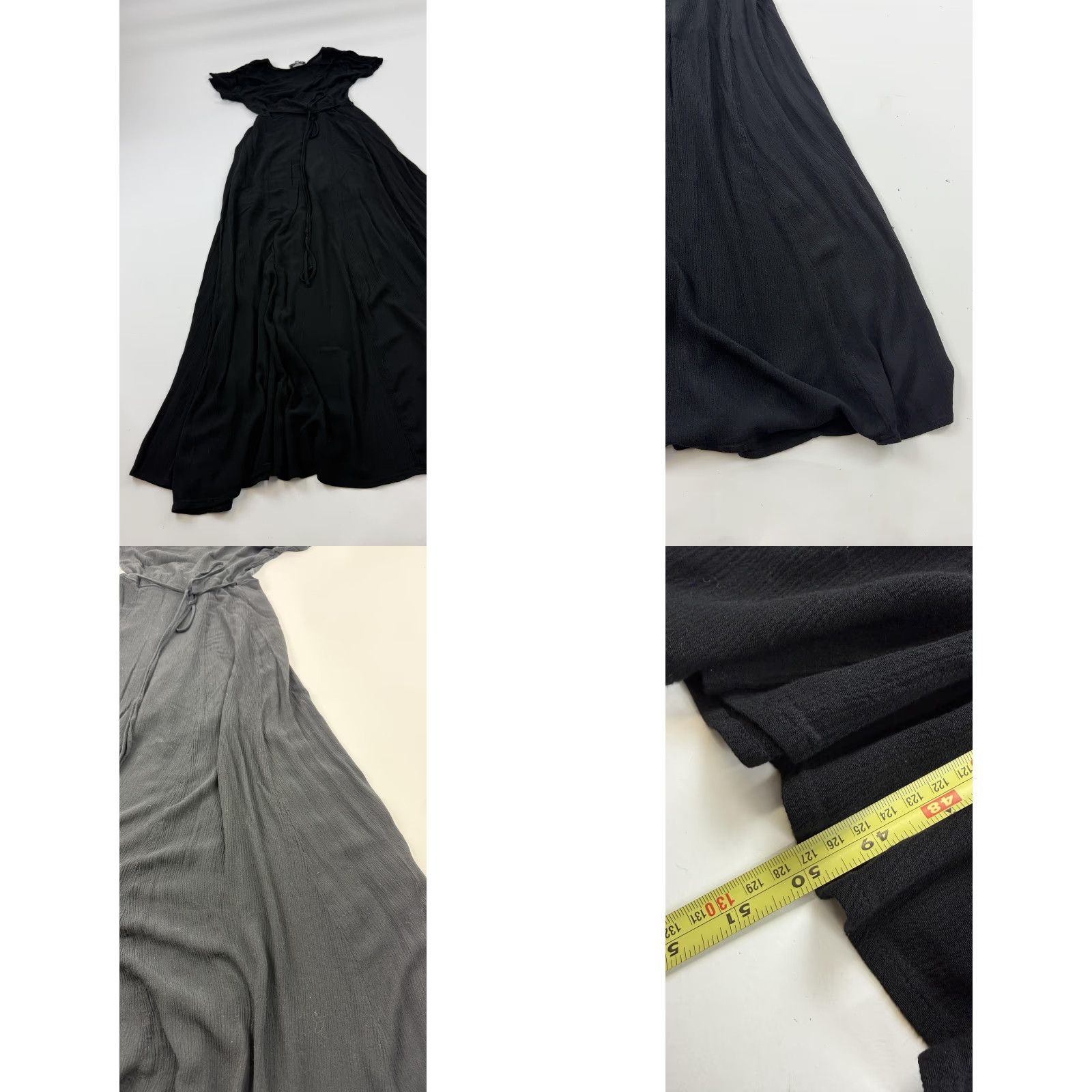 Lulus Lulus Dress Womens XS Black Wrap Maxi Short Sleeve Crinkle V Neck Tie Waist Size 26" / US 2 / IT 38 - 8 Thumbnail