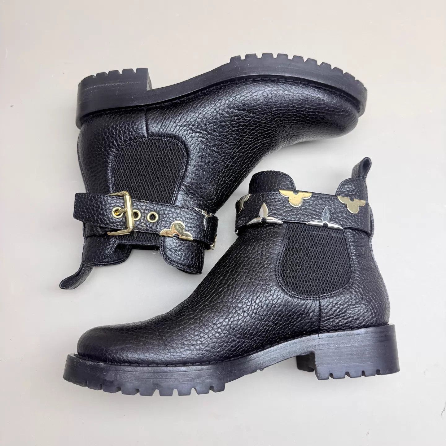 Louis Vuitton LV Black Gold Monogram Litchi Short Boots 36 95 New Size US 5.5 / IT 35.5 - 5 Thumbnail
