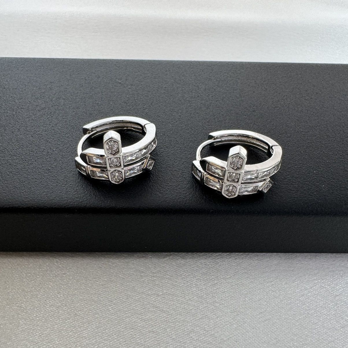 Other CZ Cross Hoop Earrings for Men Women,Hip Hop Unisex Style Size ONE SIZE - 1 Thumbnail
