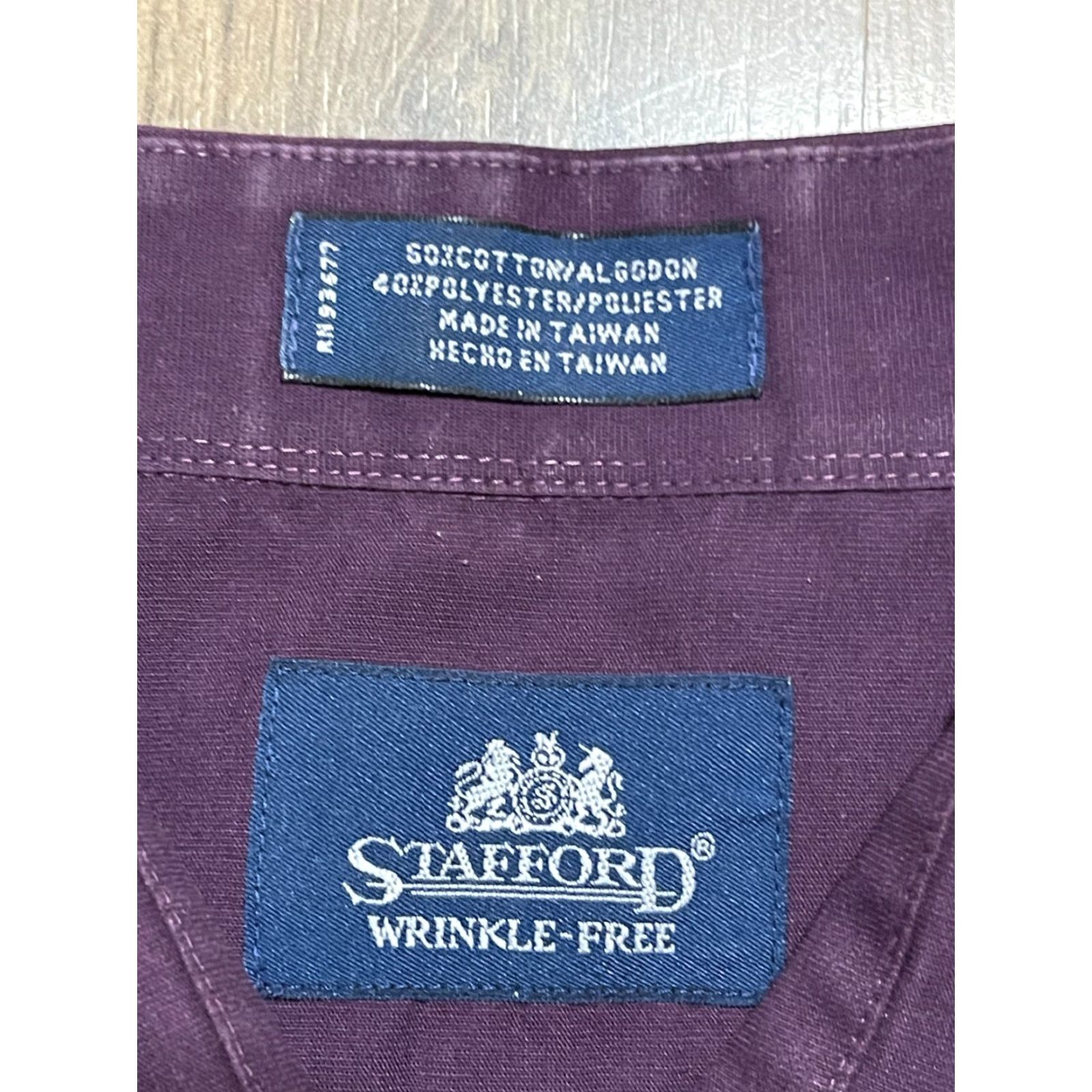 Stafford Stafford Shirt Men 17 34/35 Purple Long Sleeve Button Up Athletic Fit Casual Size US XL / EU 56 / 4 - 7 Thumbnail