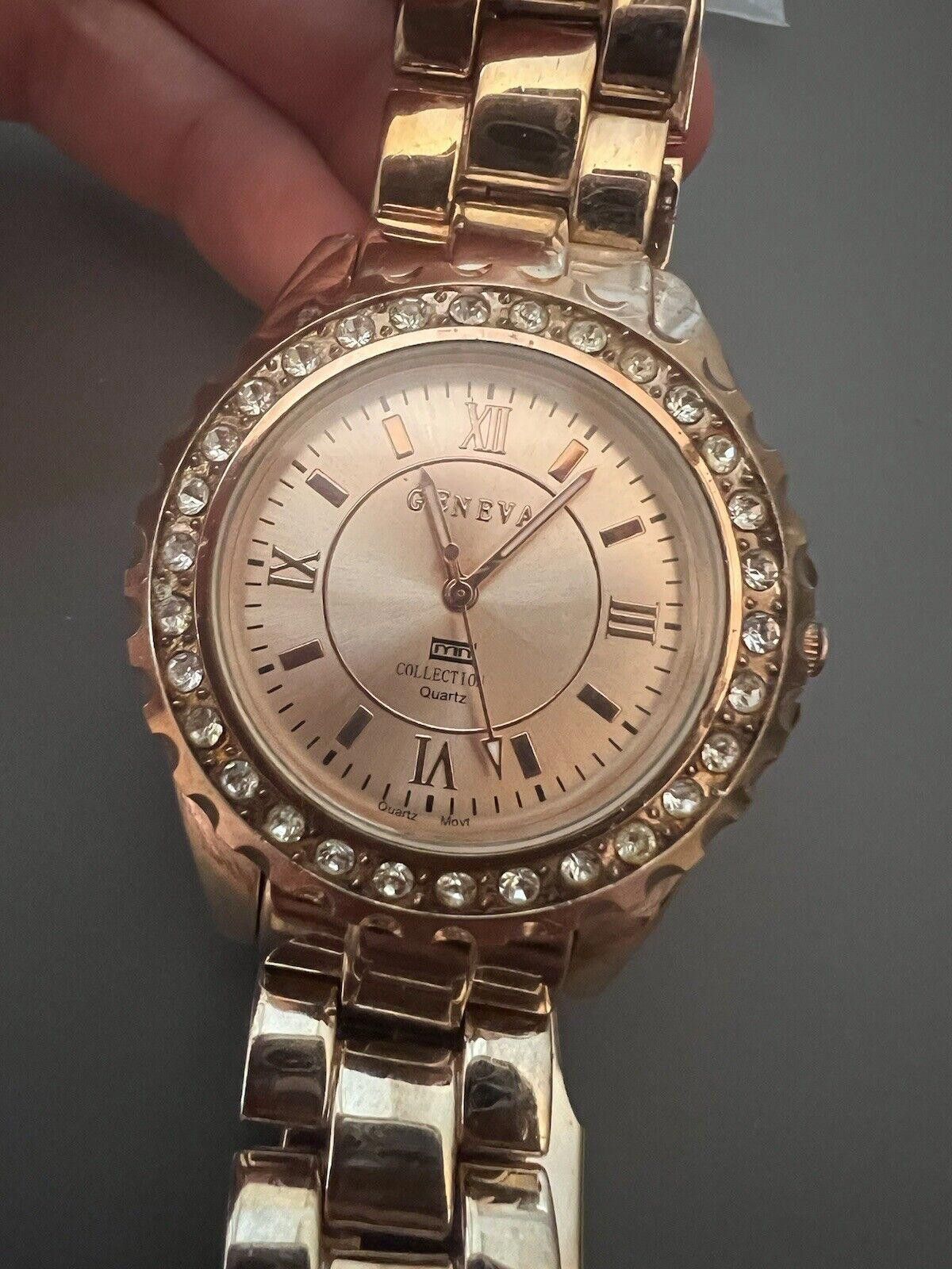 Geneva Geneva 11184 Rose Gold Tone Quartz Women's Watch New Battery Size ONE SIZE - 1 Thumbnail