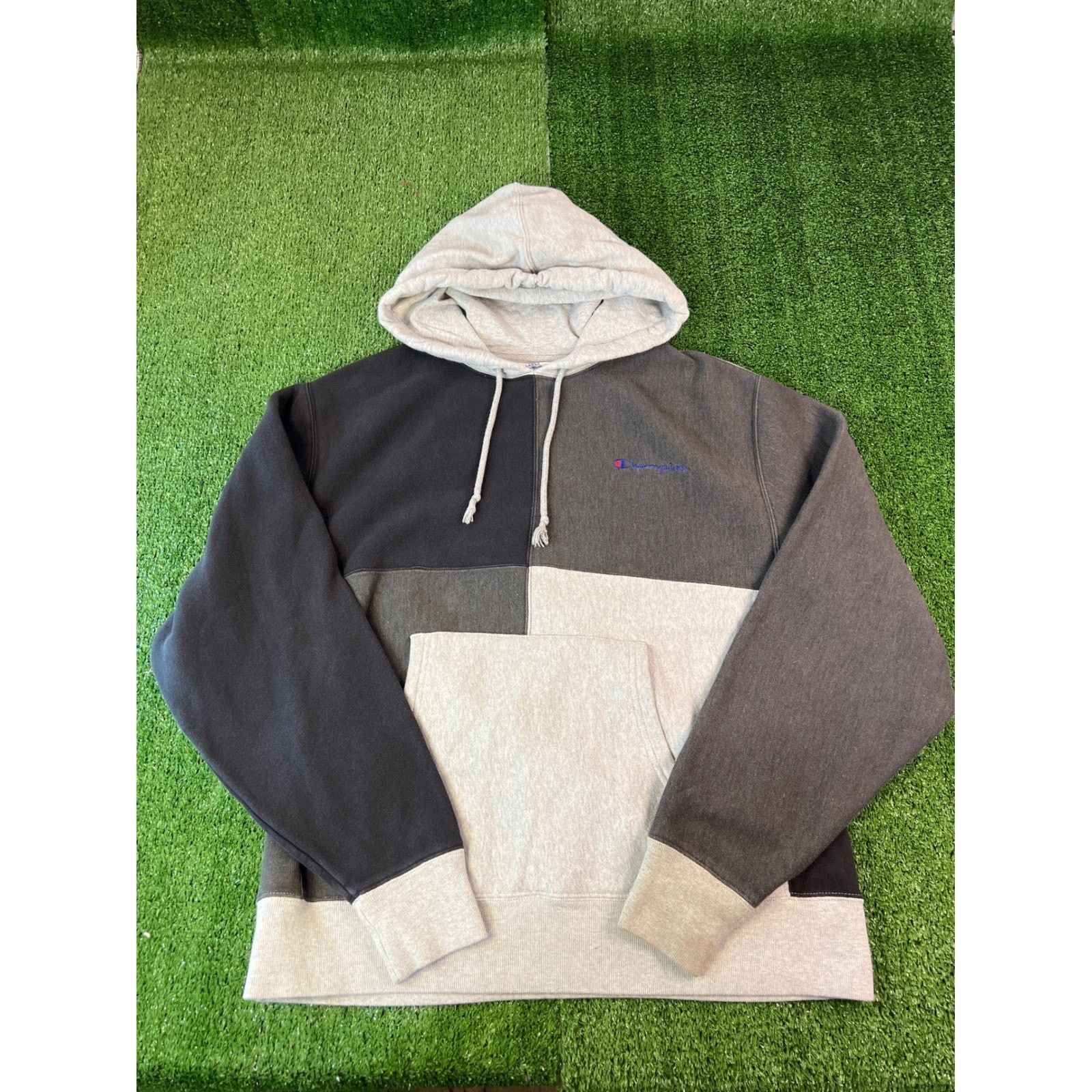 Champion Champion Reverse Weave Hoodie Mens LG Colorblock Patchwork Size US L / EU 52-54 / 3 - 1 Thumbnail