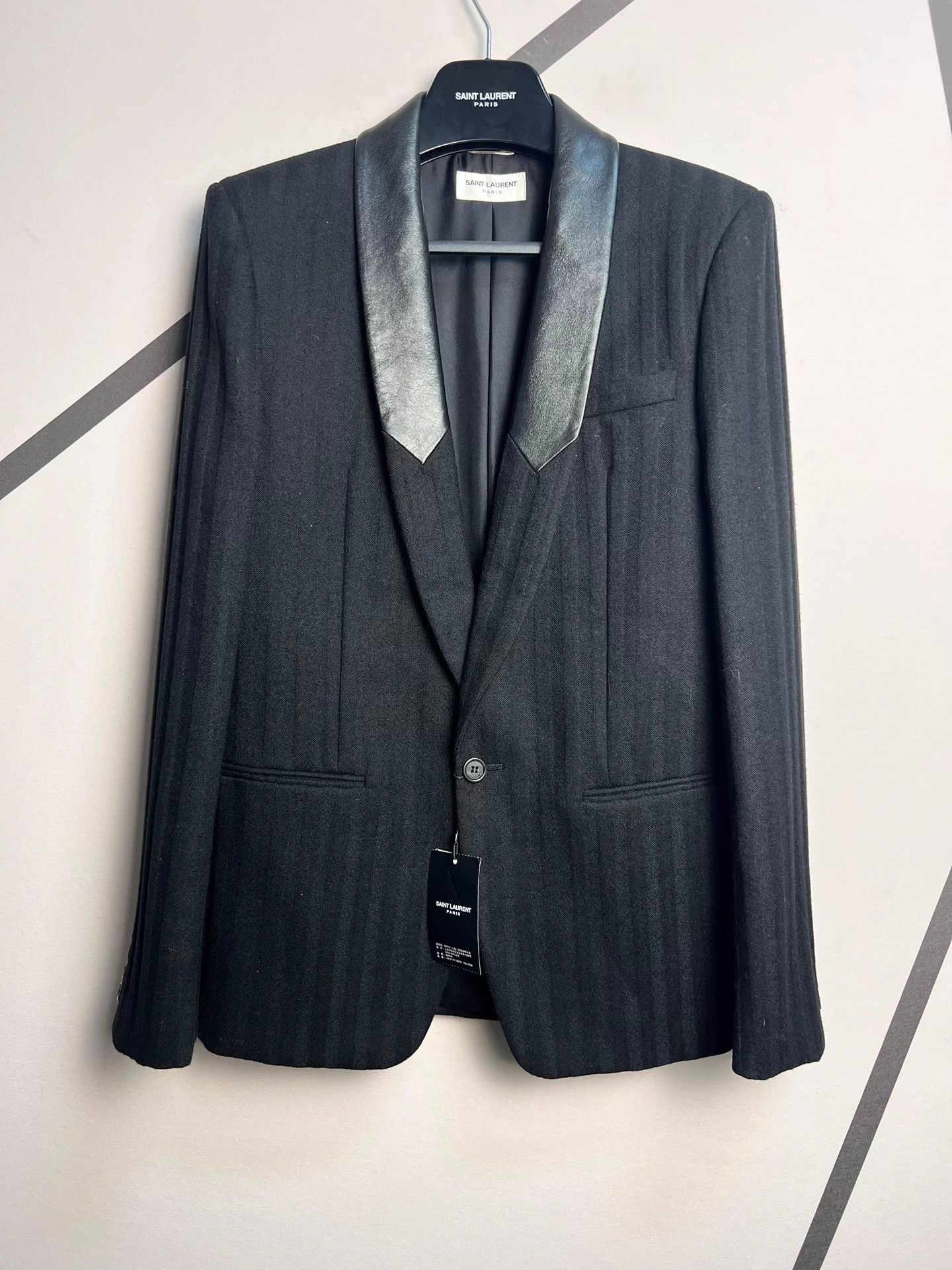Saint Laurent Paris Authentic Saint Laurent slp embossed stripes, suit Size 48R - 1 Thumbnail