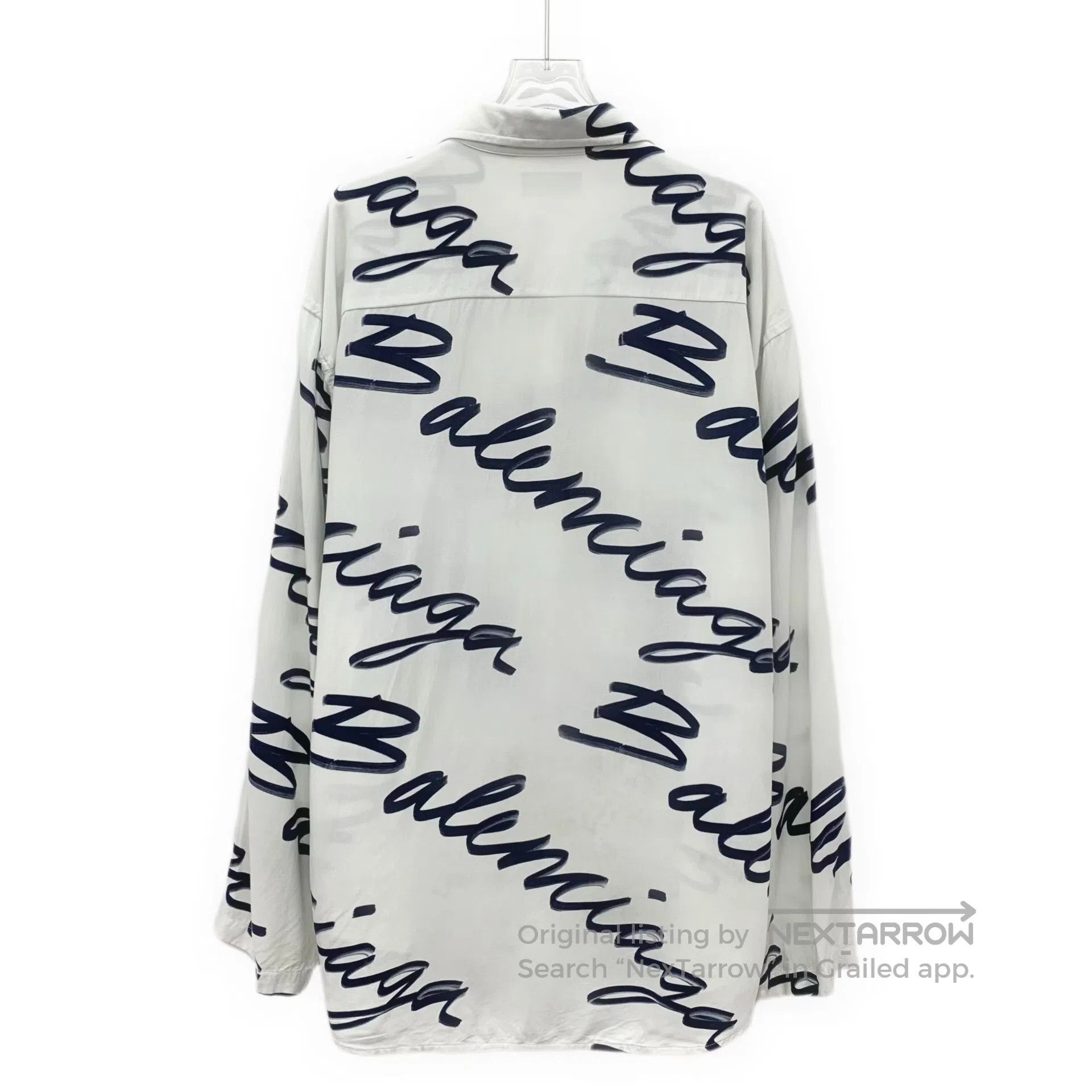 Balenciaga Balenciaga White Logo Letter Print Collar Long Sleeve Shir Size XS / US 0-2 / IT 36-38 - 2 Thumbnail