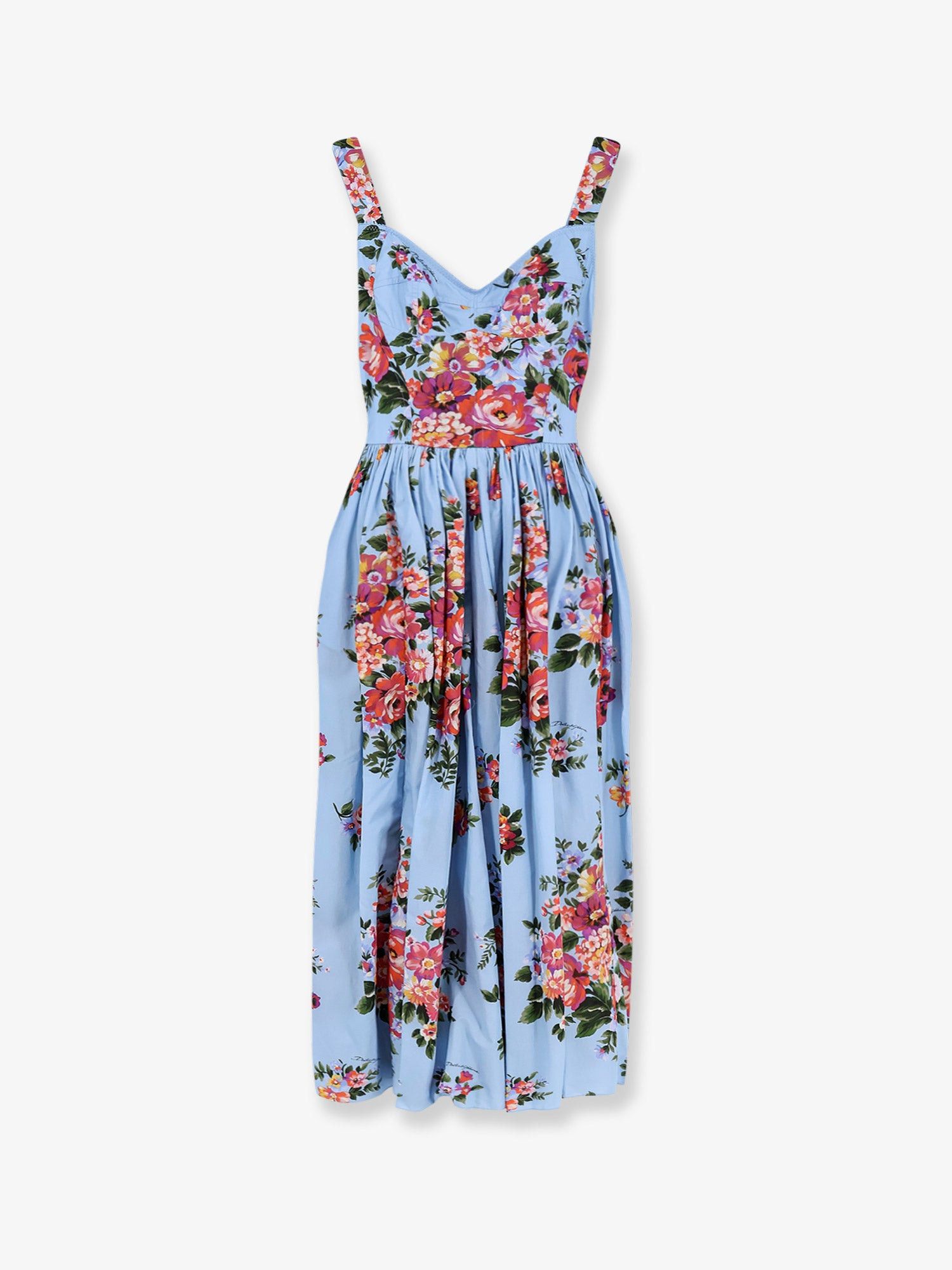 Dolce & Gabbana Cotton Dress With Bouquet Flowers Print Size L / US 10 / IT 46 - 1 Thumbnail