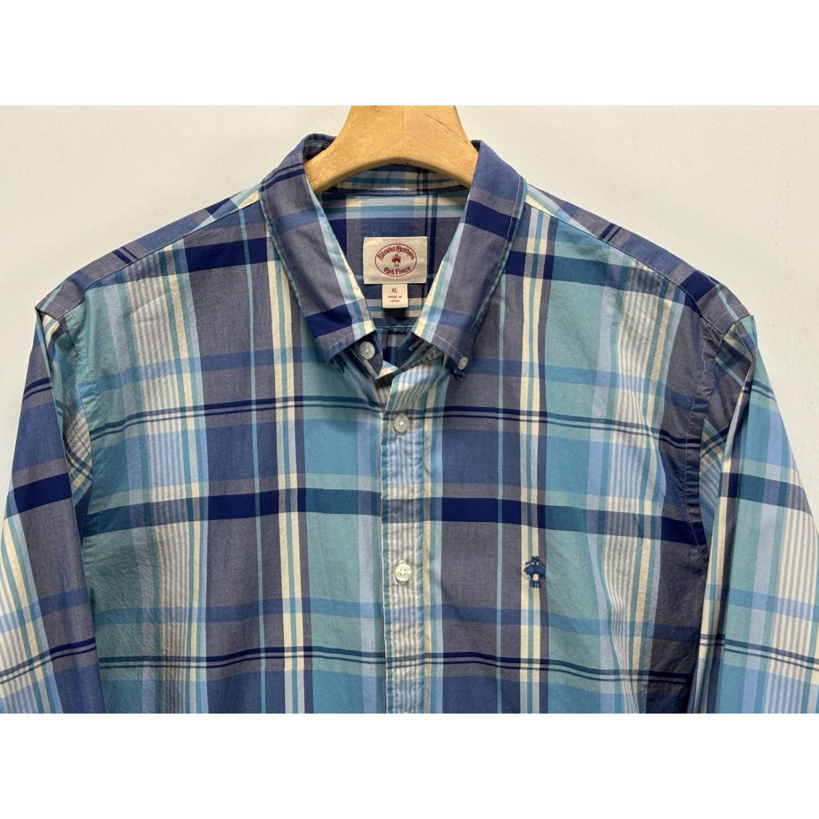 Brooks Brothers VINTAGE Brooks Brothers Red Fleece Shirt XL Regular Mens Blue Plaid Button-Down Logo Casual Business Travel Size US XL / EU 56 / 4 - 2 Thumbnail