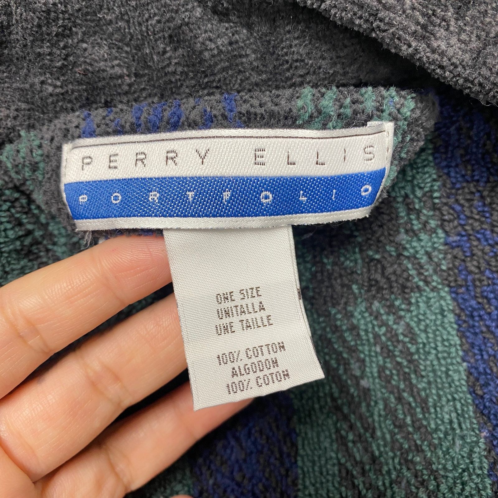 Perry Ellis Perry Ellis Portfolio Mens One Size Plaid Terry Bath Robe Size ONE SIZE - 5 Thumbnail