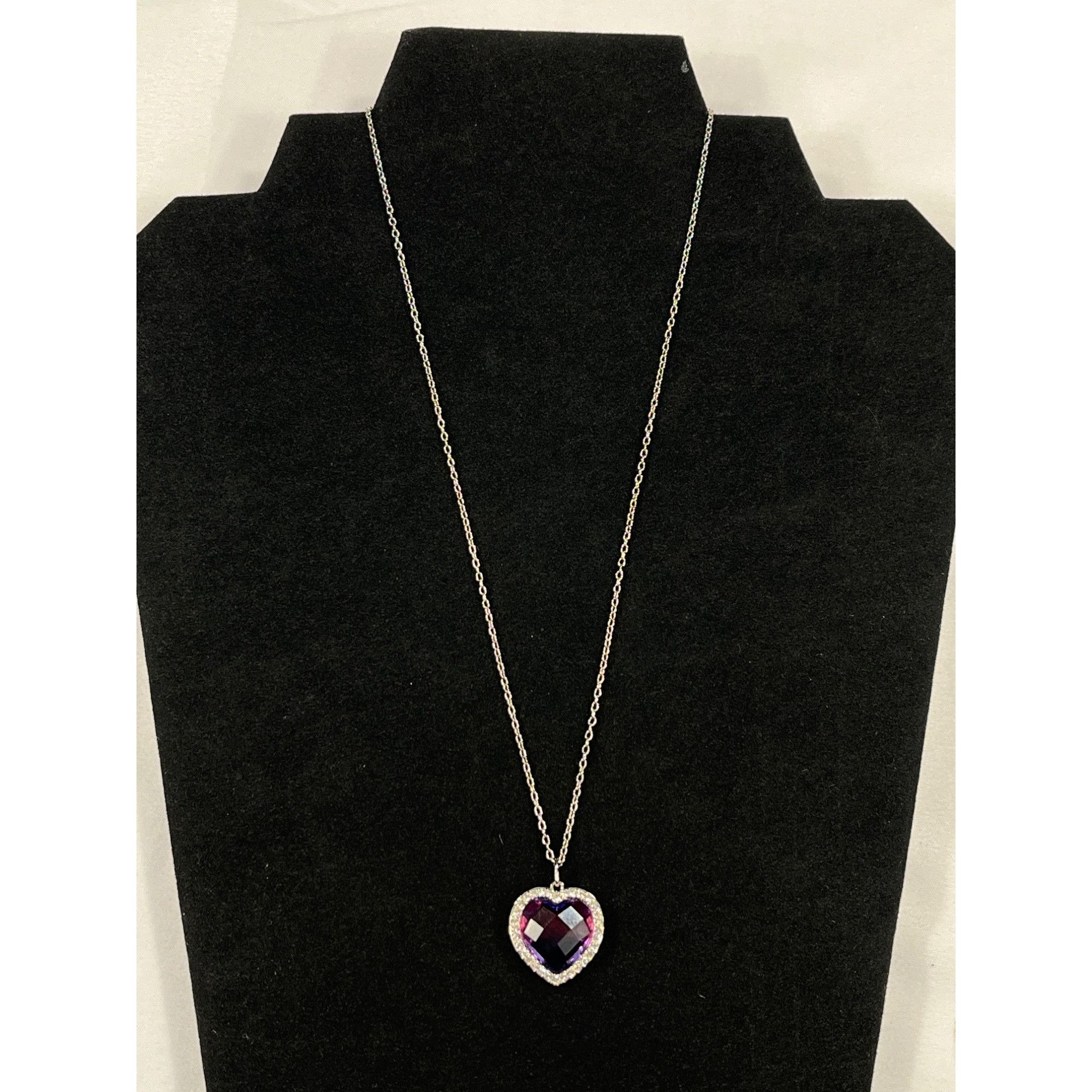 Designer SU CH SKU 7850 Heart Shaped Purple and Pink Crystal Pendant Size ONE SIZE - 1 Thumbnail
