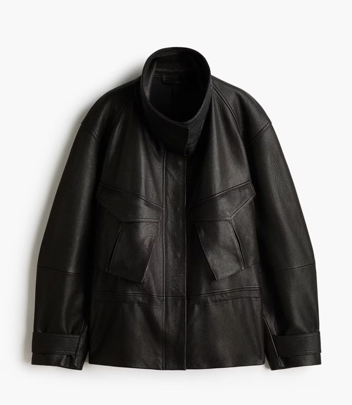 H&M H&M Studio Collection sz XL Black Peplum leather jacket Size XL / US 12-14 / IT 48-50 - 4 Thumbnail
