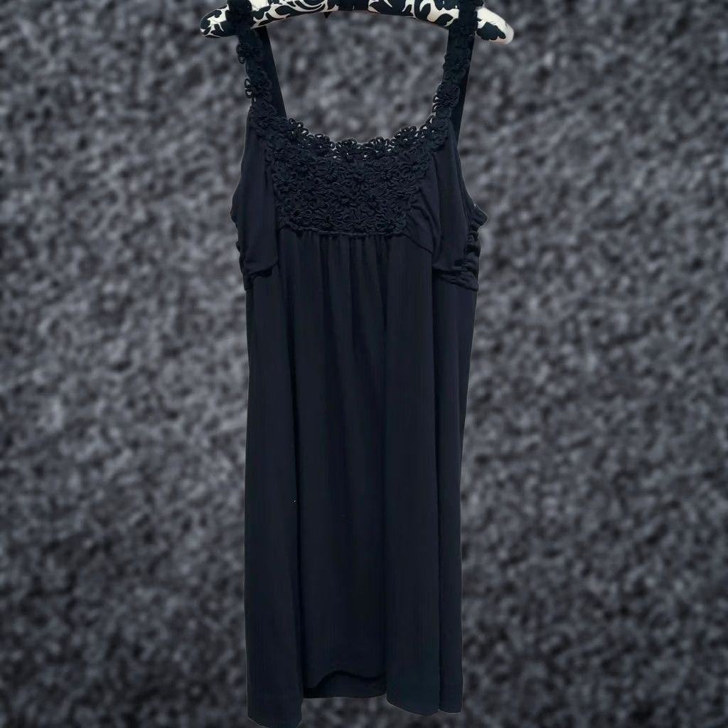 Vintage ELLE Womens Black Floral Embroidered Sleeveless Tunic Top Large NWT Shirt Tank Bohemian Sleeveless Everyday Womens Size L / US 10 / IT 46 - 1 Thumbnail