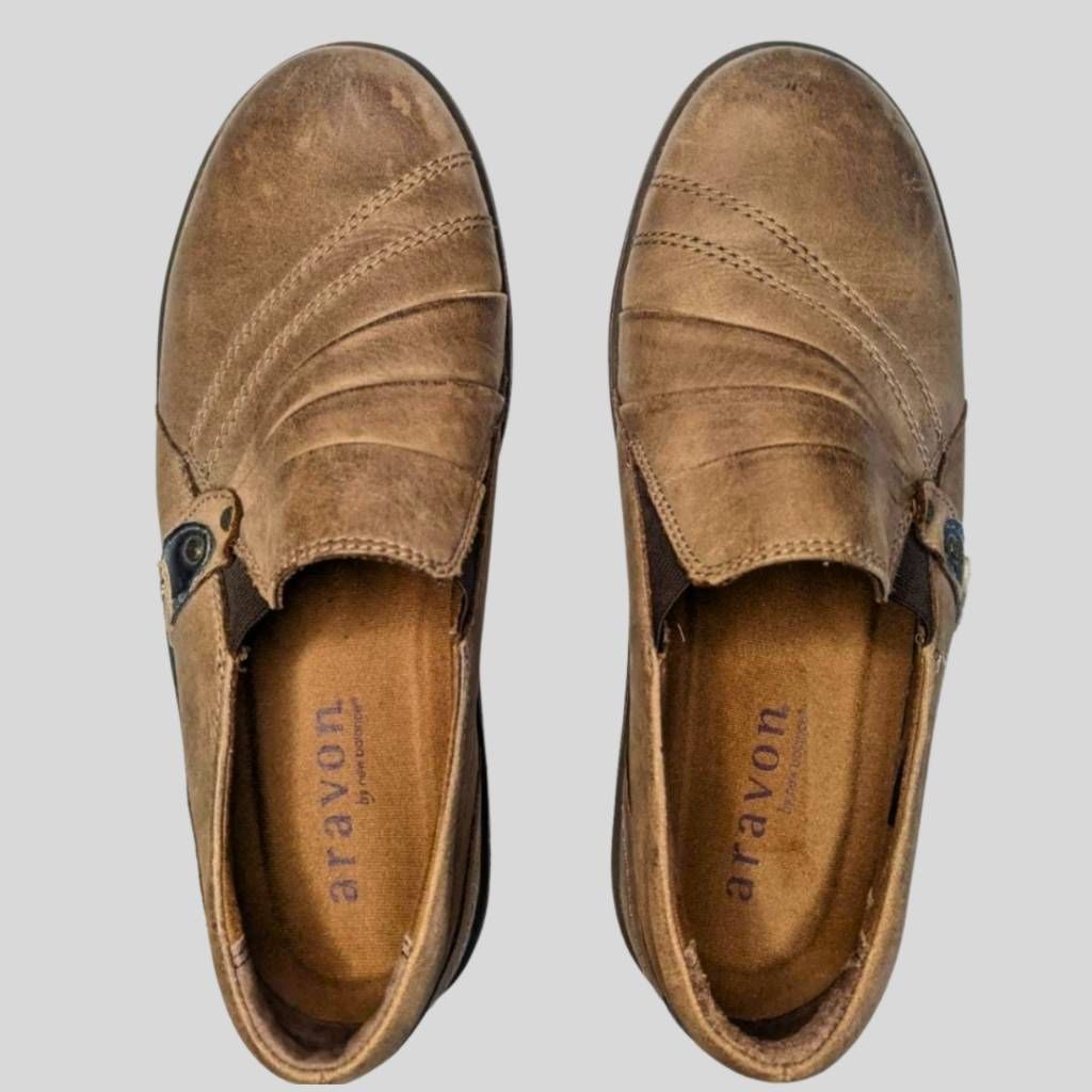 New Balance Aravon by New Balance Slip-On Clogs 7.5D Brown Leather Comfo Size US 7.5 / IT 37.5 - 4 Thumbnail