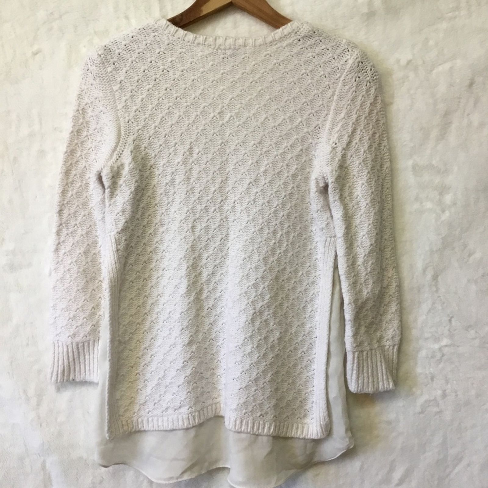 Loft Loft White Long Sleeve Knit Top Size S / US 4 / IT 40 - 6 Thumbnail