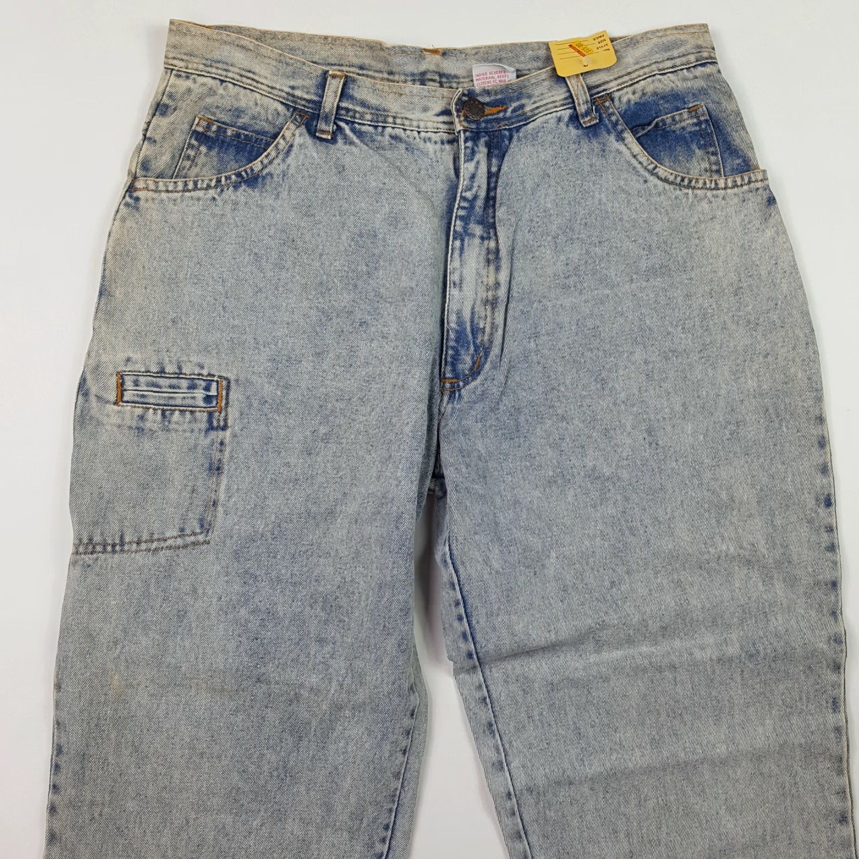 Vintage VINTAGE Indigo Jeans Acid Wash High Rise 34x31 Tapered Relaxed Denim Blue 80s 90s Women’s Pockets Rise: High Inseam: 31” Size 24" / US 00 / IT 34 - 4 Thumbnail