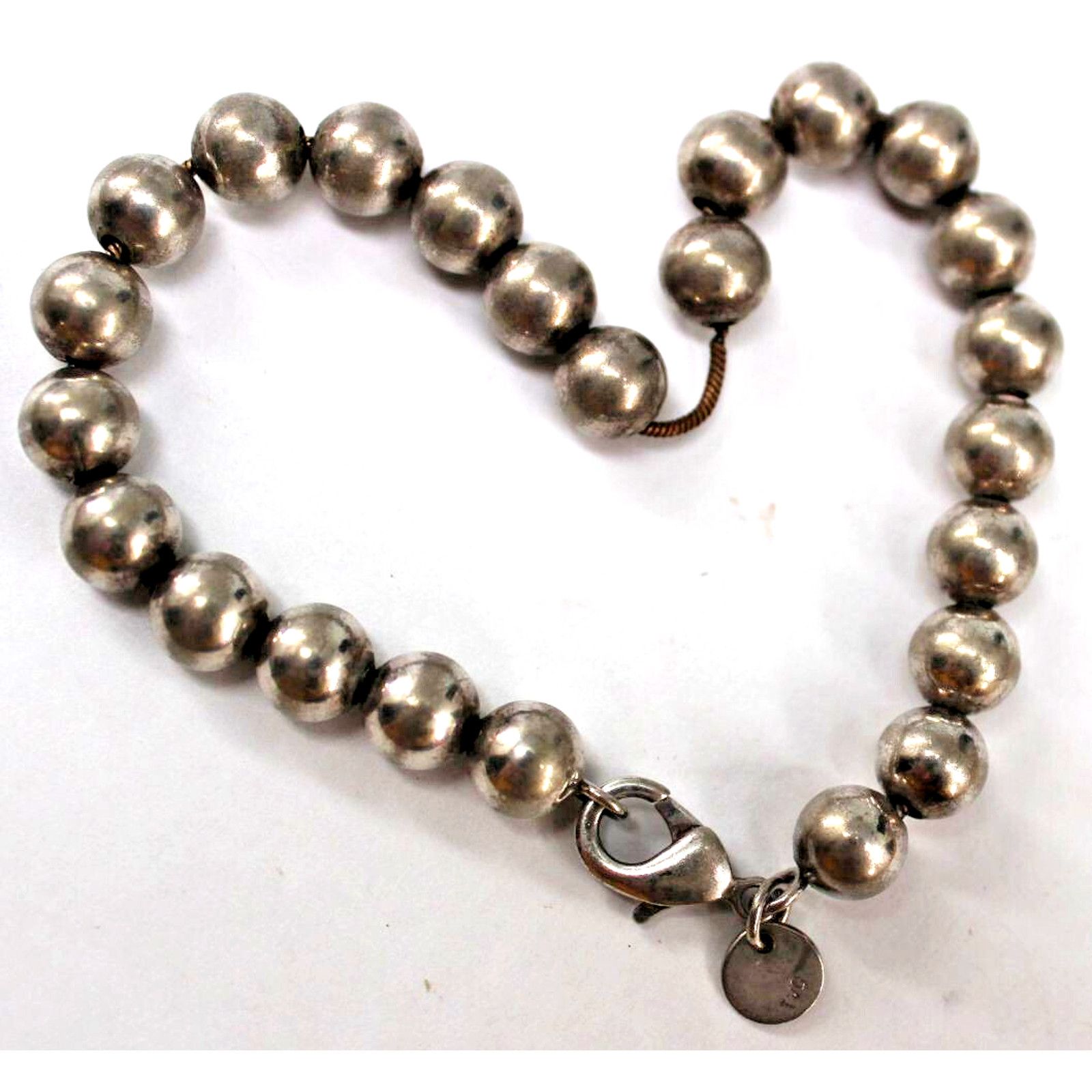 Other Vintage 8" Silver Ball Bracelet Chain Lobster Marked TVO 925 Size ONE SIZE - 1 Thumbnail