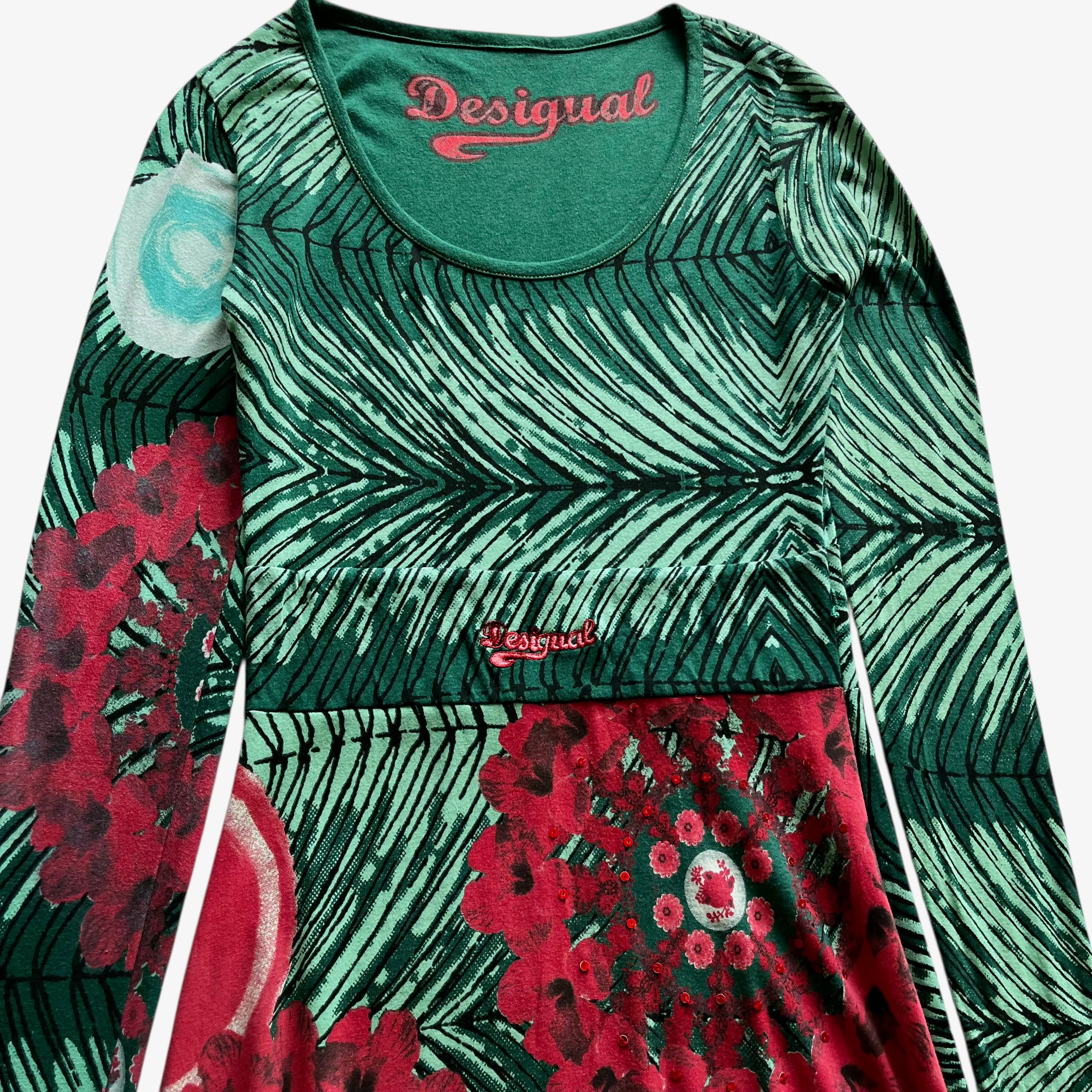 Desigual Vintage Y2K Women's Desigual Peacock & Floral Print Dress Size S / US 4 / IT 40 - 2 Thumbnail
