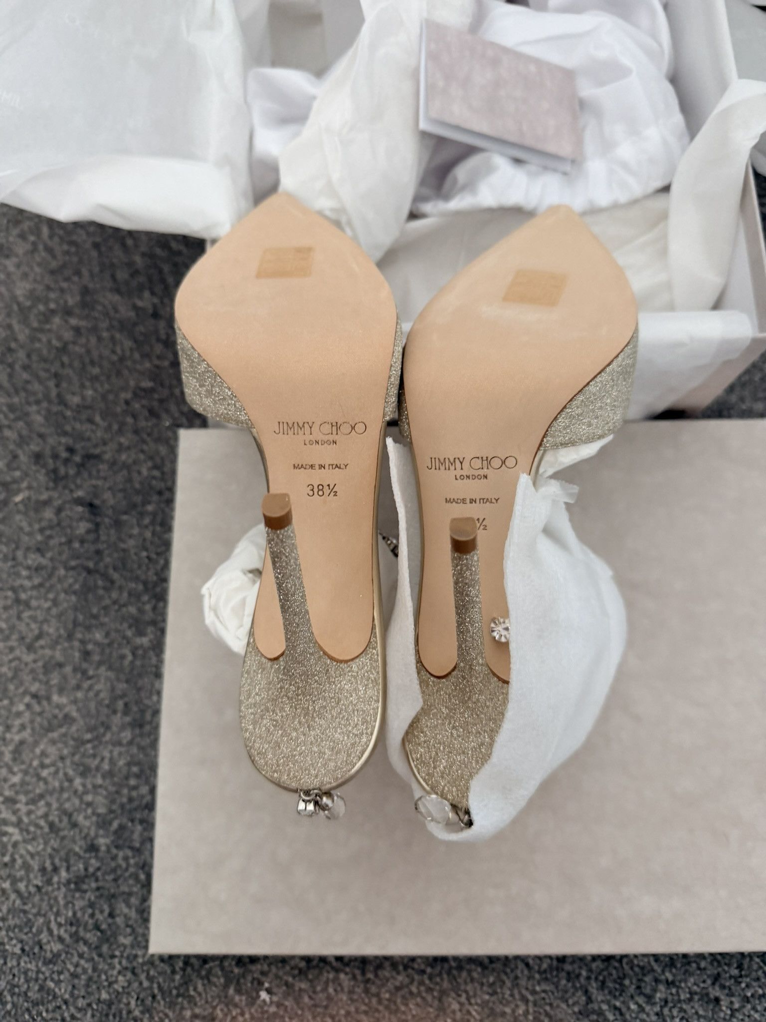 Jimmy Choo Jimmy Choo Saeda 38.5 Platinum Ice Crystal Size US 8.5 / IT 38.5 - 4 Thumbnail
