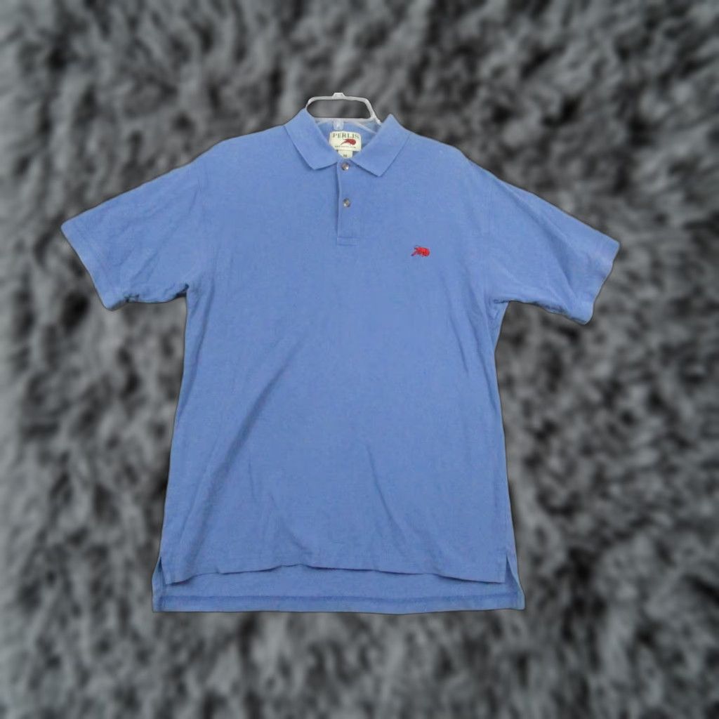 Vintage Perlis Polo Shirt Mens M Blue Embroidered Crawfish Logo Louisiana Classic Size US M / EU 48-50 / 2 - 1 Thumbnail