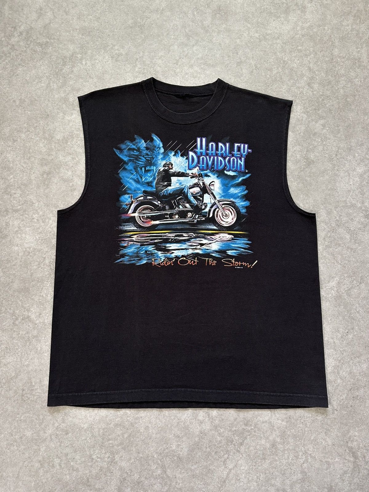 Harley Davidson Harley Davidson Sleeveless Shirt 90s Biker Punk Chopped Tee Size US XL / EU 56 / 4 - 2 Thumbnail