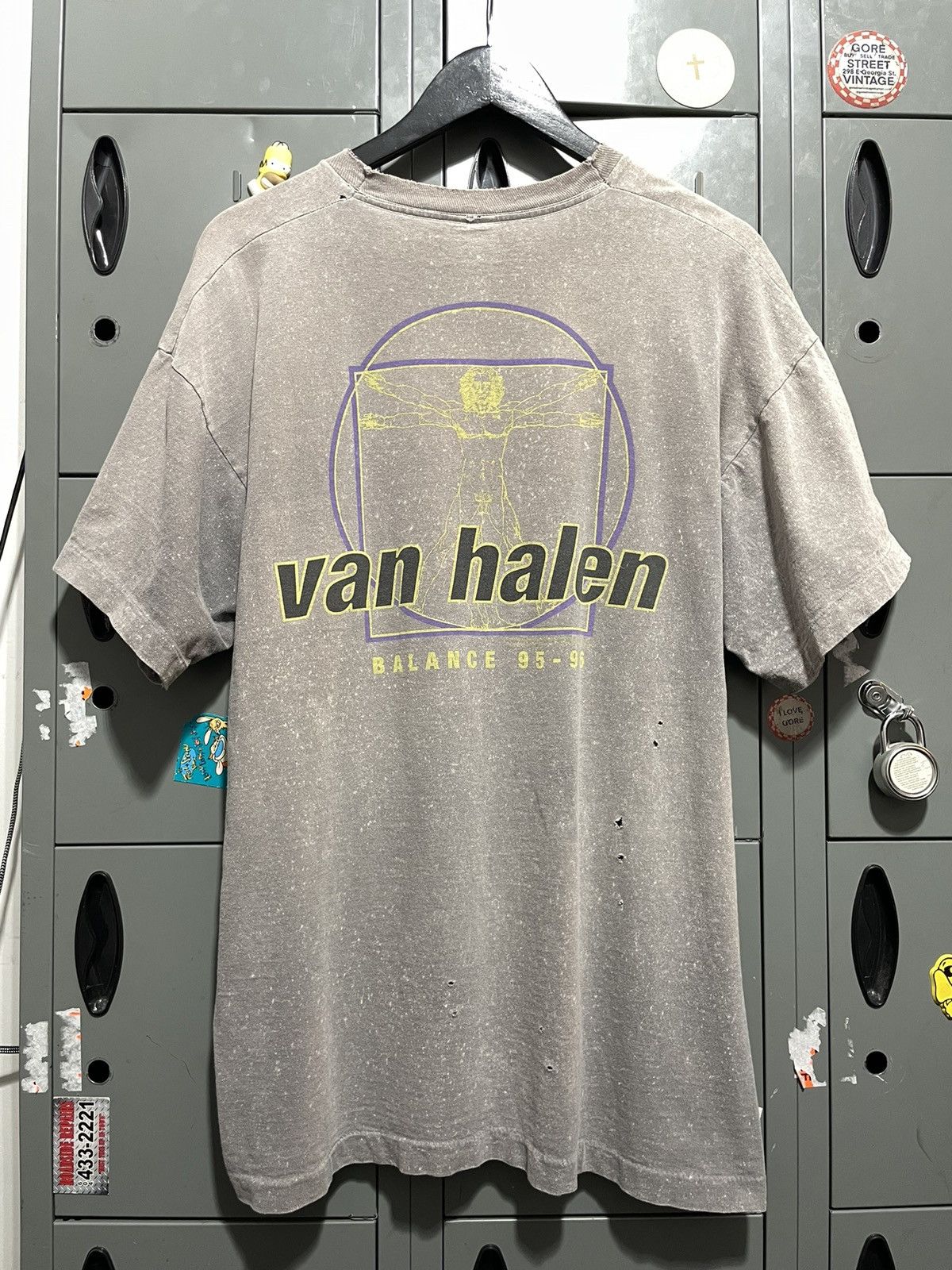 image of Band Tees x Rock T Shirt 1995 Van Halen Balance Vintage Tour Shirt Vitruvian Man Art in Slate (Size