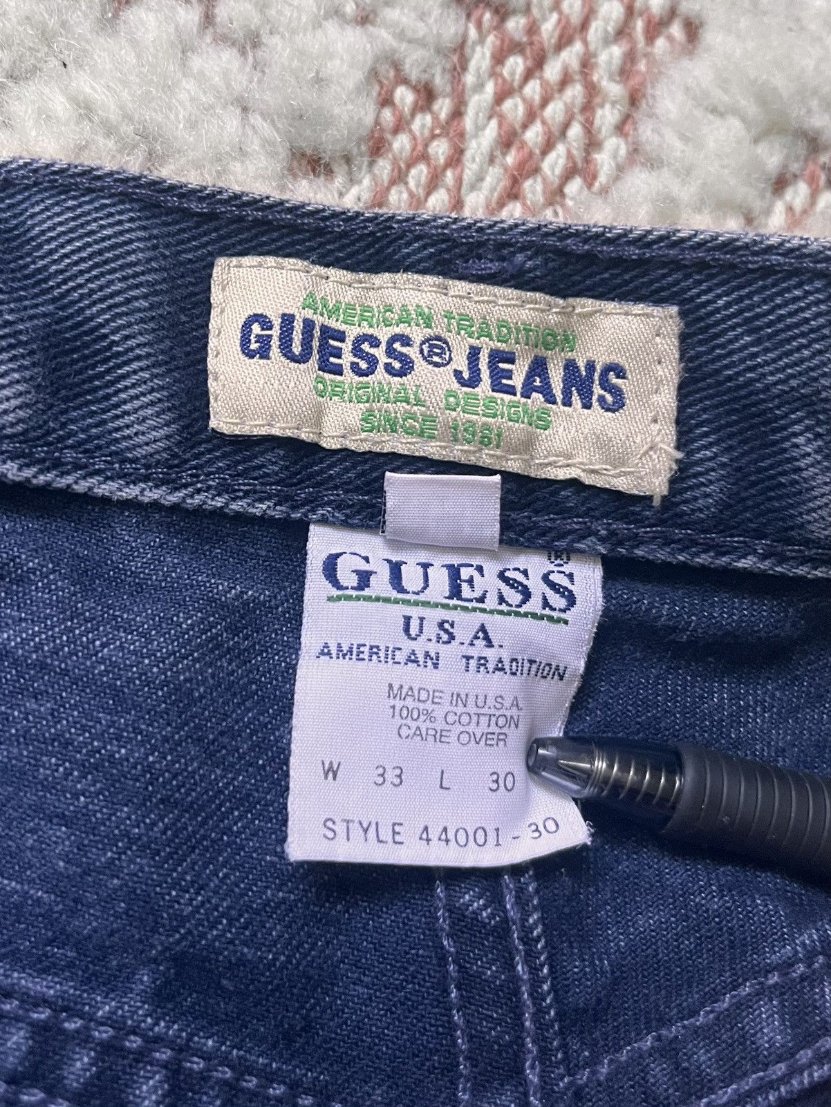 Guess × Vintage Vintage 90s GUESS USA Jeans W33 L30 - Made in USA - Size US 33 - 3 Thumbnail