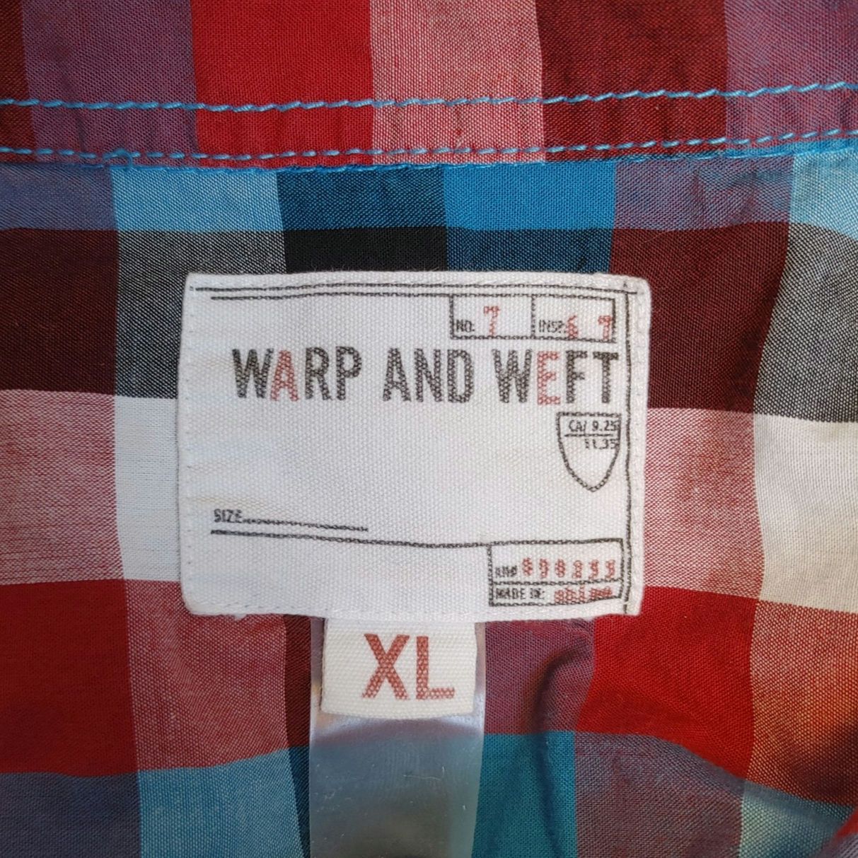 Other Warp and Weft Men's XL Red/Blue/White Plaid Bttn Dwn Shirt Size US XL / EU 56 / 4 - 3 Thumbnail