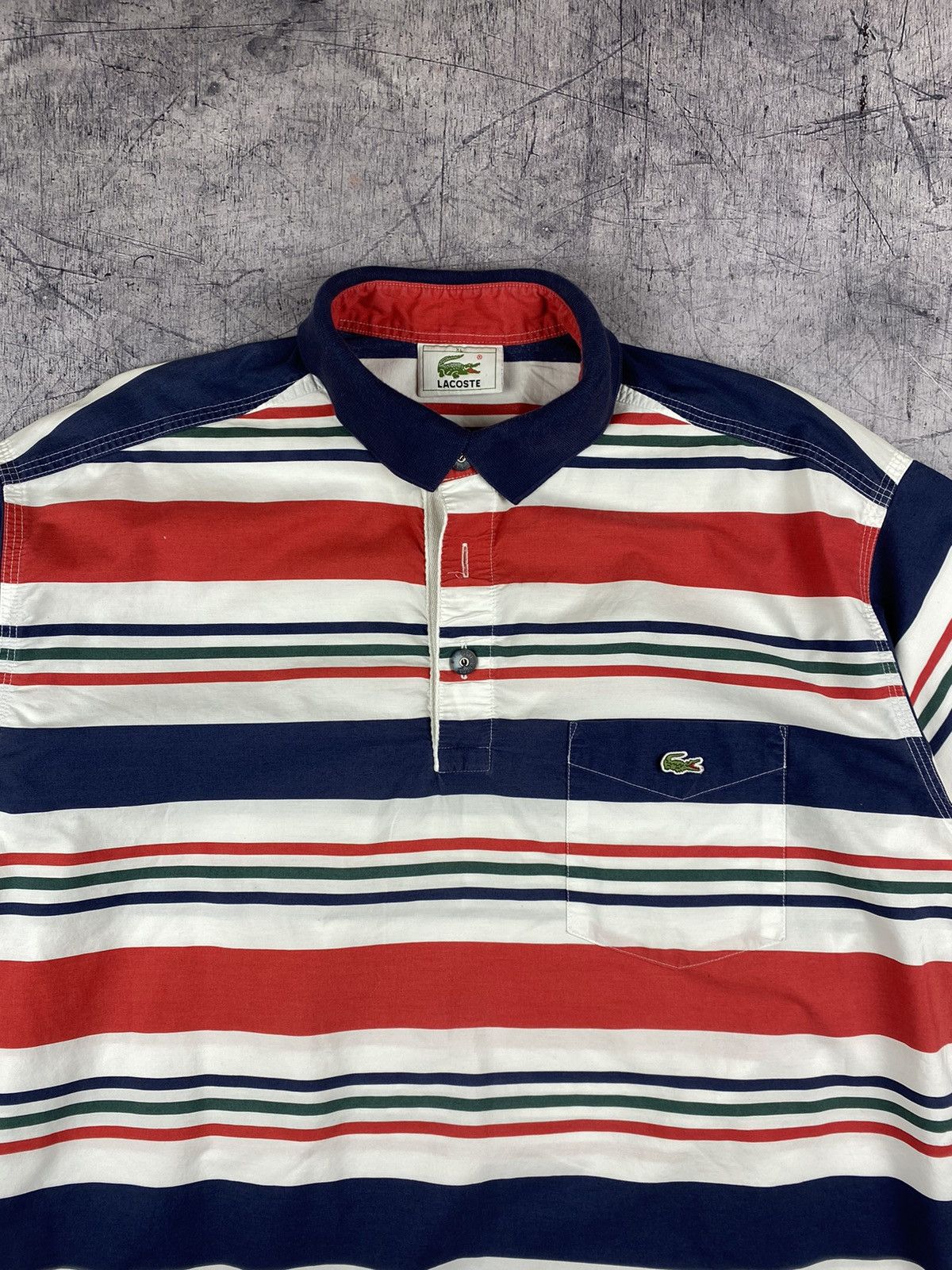 Lacoste Vintage Lacoste Striped Polo T Shirt Size XL Size US XL / EU 56 / 4 - 5 Thumbnail