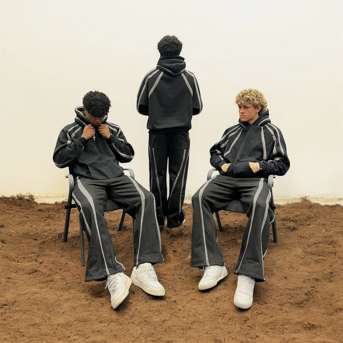Other Black and grey double waist wide leg streetwear sweatpants Size US 32 / EU 48 - 8 Thumbnail