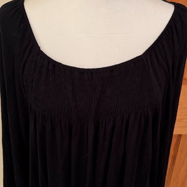 Other Women's Hiatus 2XL Black Smocked Long Sleeve Square Neck Bl Size XXL / US 16-18 / IT 52-54 - 3 Thumbnail