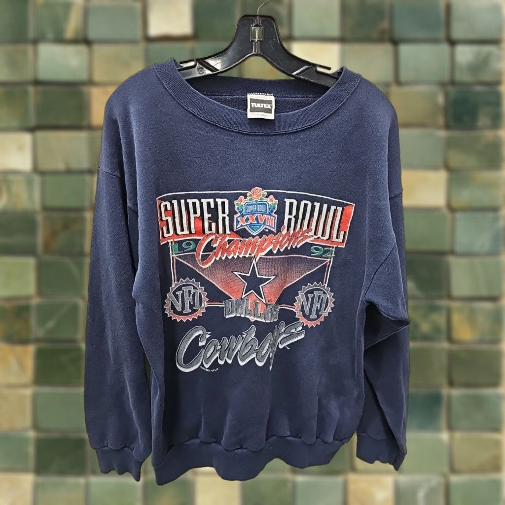 Tultex VINTAGE Cowboys NFL Crewneck Sweatshirt Mens XL Blue Graphic Print 90s USA Tultex Dallas Cowboys Football Long Sleeve Pullover Sweatshirt Size US XL / EU 56 / 4 - 1 Thumbnail