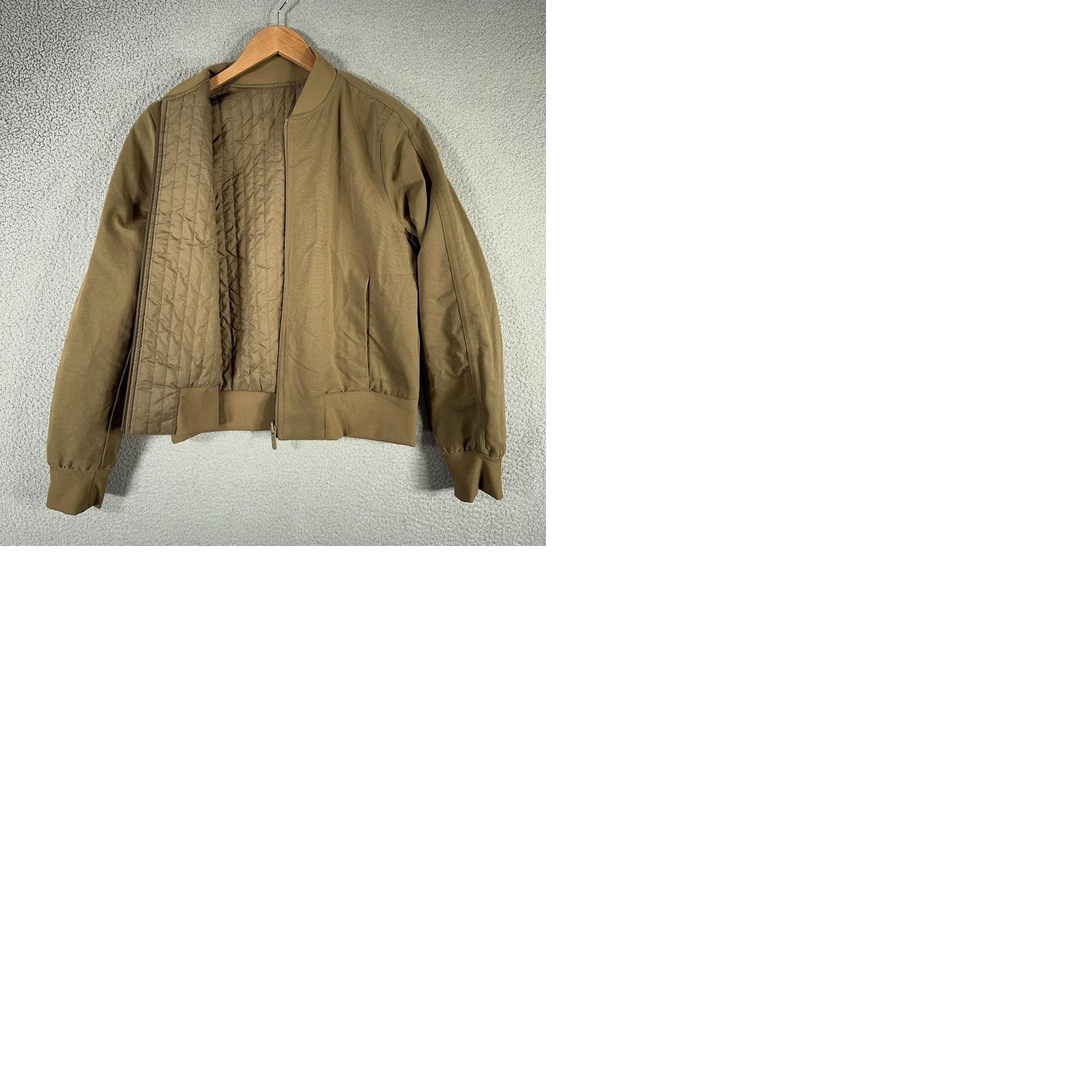 Lululemon Lululemon Bomber Jacket Womens 8 Brown Khaki Non Stop Reversible Quilted Cotton Blend Zip Pockets Size M / US 6-8 / IT 42-44 - 11 Thumbnail