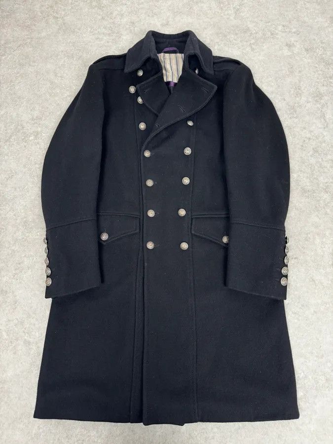 Vintage 2000s Vintage Black Wool Officer Buttoned Coat Size US M / EU 48-50 / 2 - 1 Thumbnail