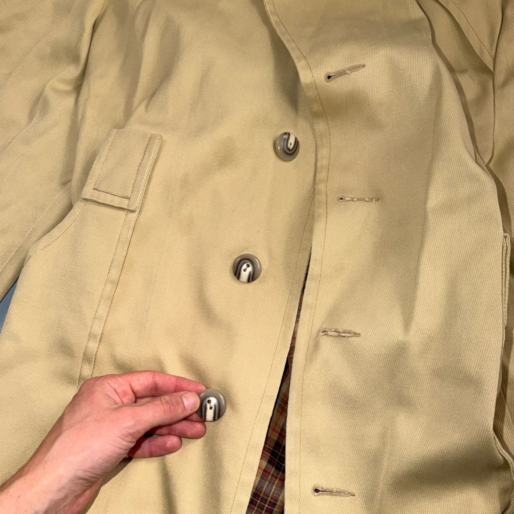 Vintage VINTAGE 50s 60s Beige Mid-Length Jacket Overcoat Belted Retro Mens Size 40 Size US XXS / EU 40 - 7 Thumbnail