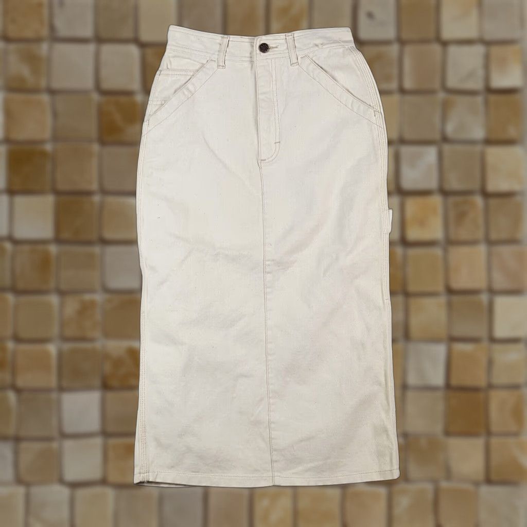 Vintage VINTAGE Stefano White Denim Midi Skirt Women's Size 7 Straight Pencil Y2K 90s Western Size 28" / US 6 / IT 42 - 1 Thumbnail