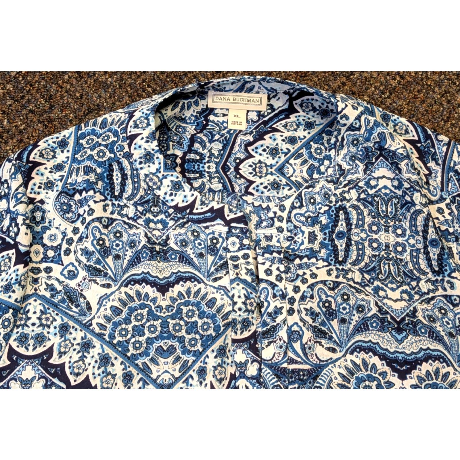 Vintage VINTAGE Dana Buchman Shirt Blouse XL Blue Floral Popover Womens Top NWT Kohl's Size XL / US 12-14 / IT 48-50 - 2 Thumbnail