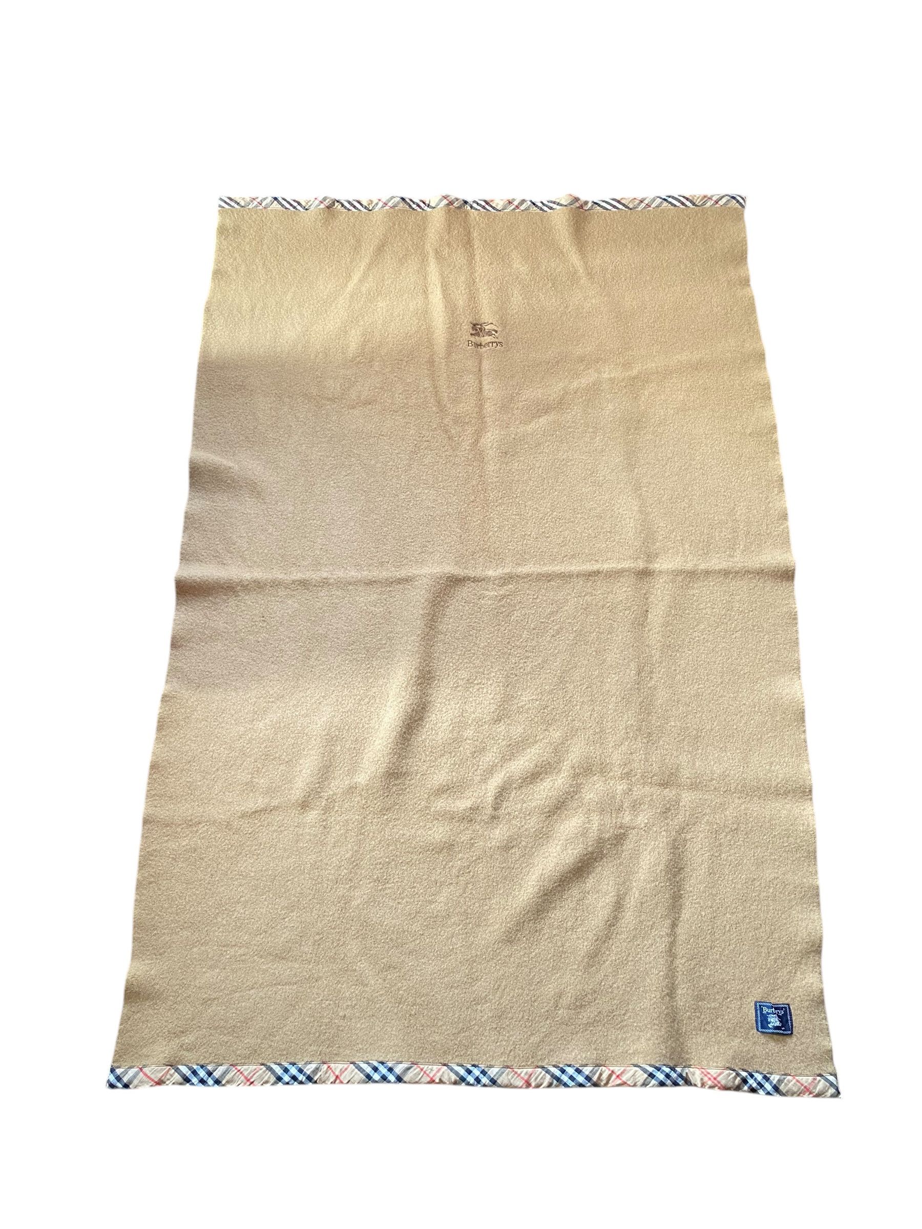 Burberry × Designer 90s Burberrys embroidered logo nova check trim wool blanket Size ONE SIZE - 1 Thumbnail