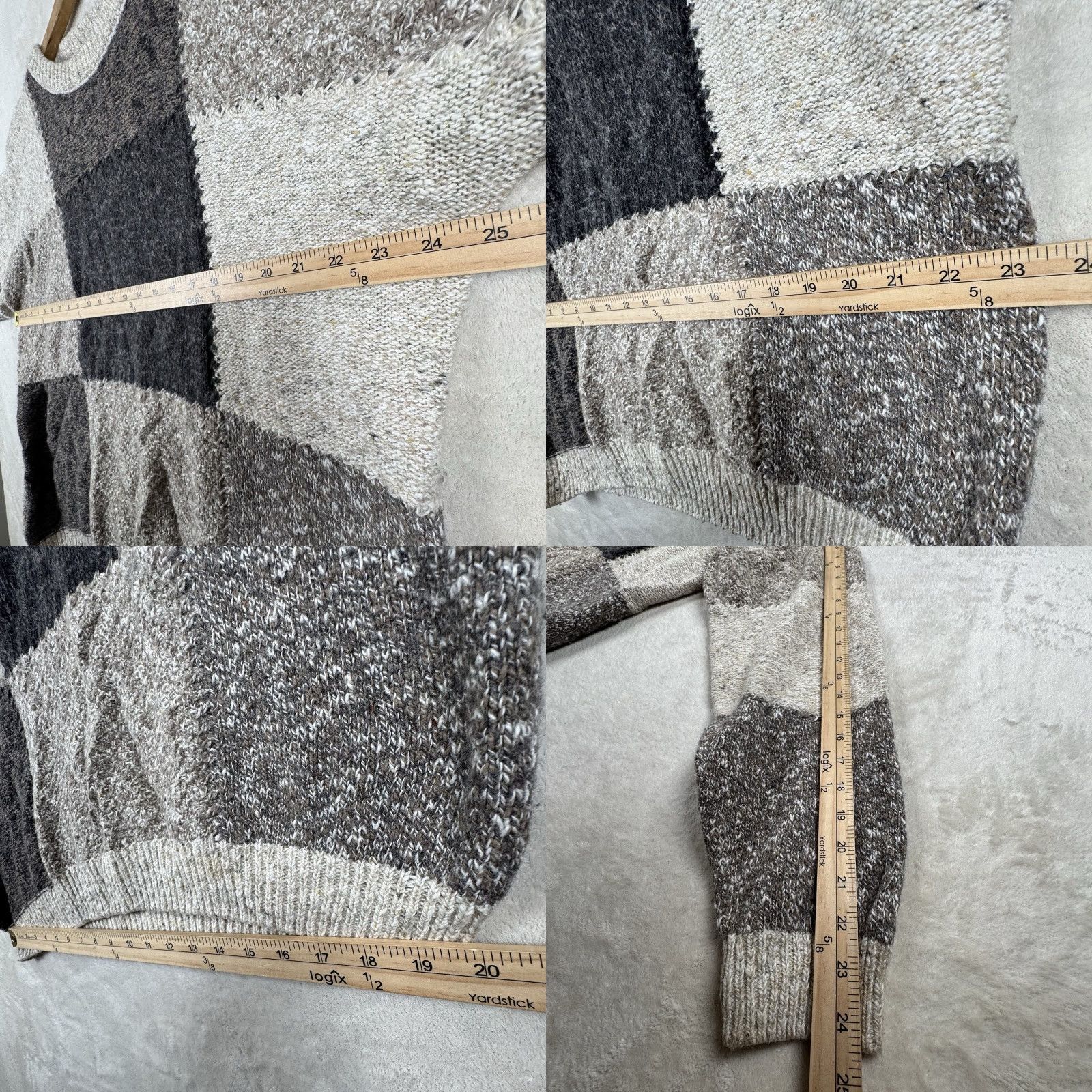 Vintage VINTAGE Old Glory Sweater Mens L Gray Patchwork Knit Wool Blend Pullover 90s Size US L / EU 52-54 / 3 - 8 Thumbnail