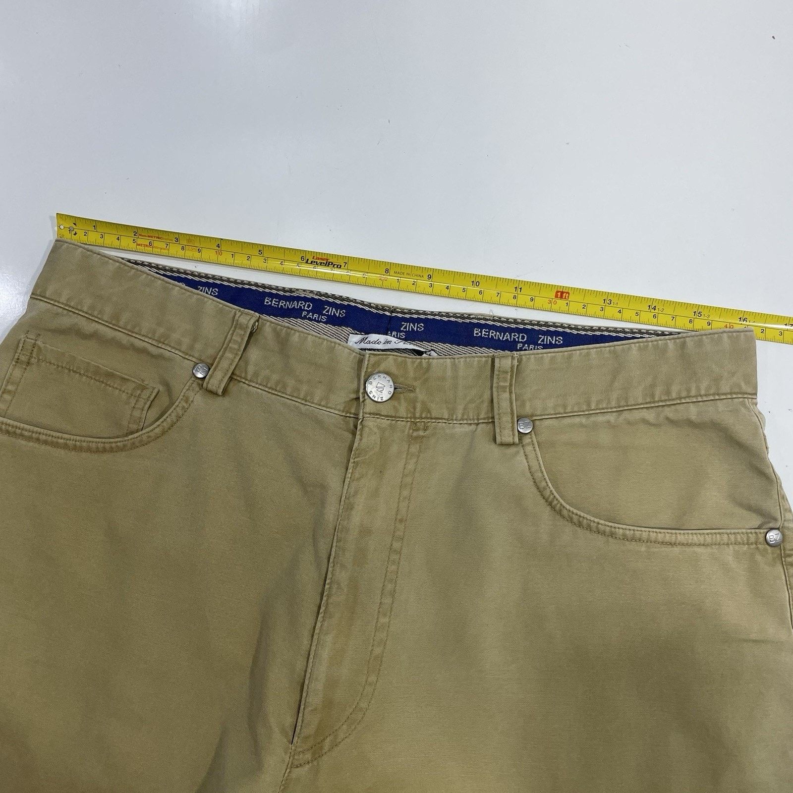 Harve Benard Bernard Zins France Cotton Khaki Pants Mens 32x29 Flat Front Size US 32 / EU 48 - 8 Thumbnail