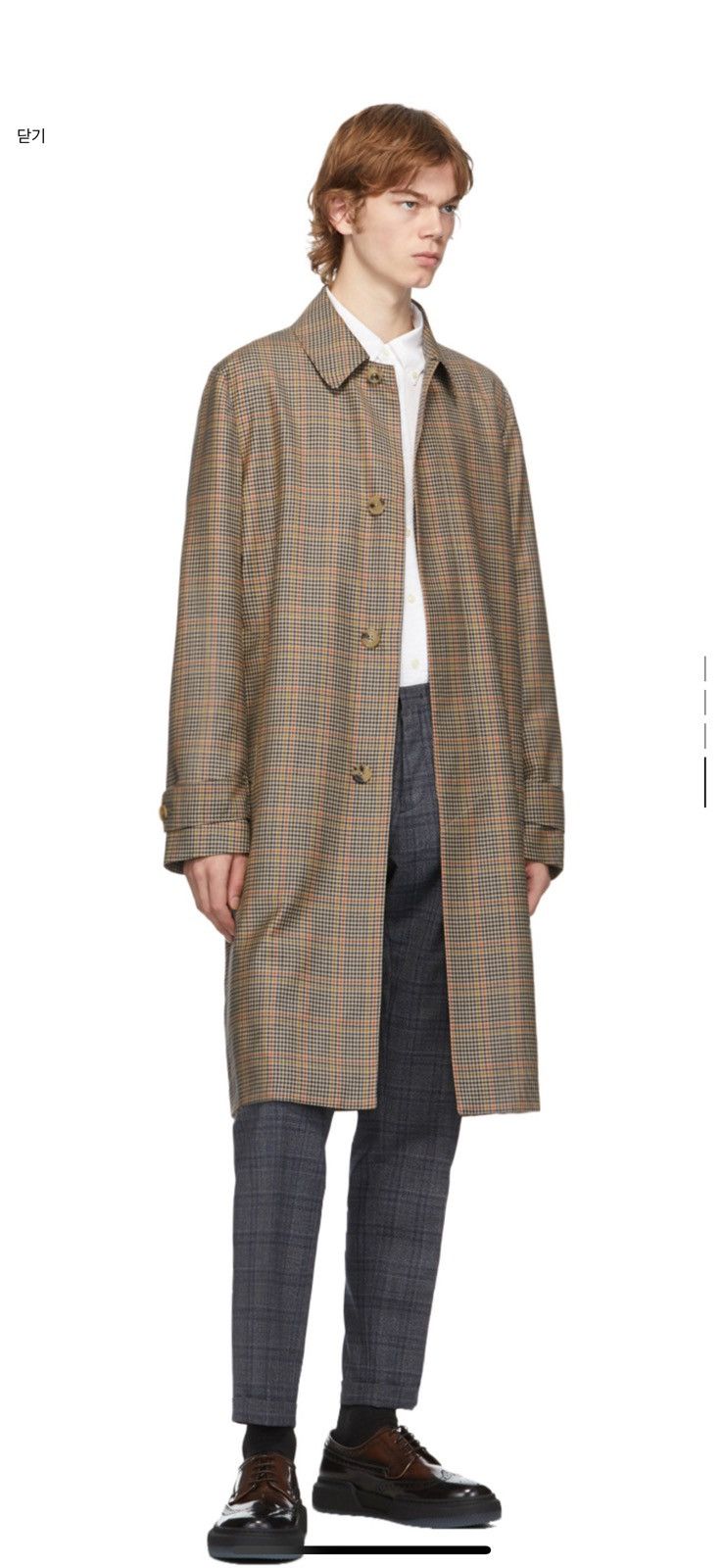 Image of Paul Smith Beige Check Wool Coat, Men's (Size XL)