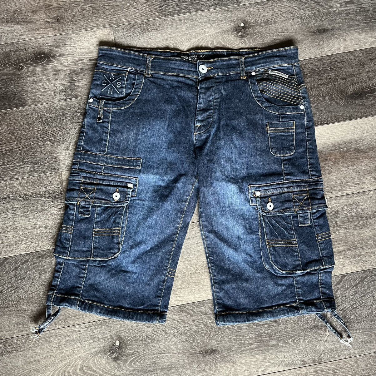 Vintage Vintage Y2K Crosshatch Logo Baggy Cargo Denim Jean Shorts 34 Size US 34 / EU 50 - 2 Thumbnail