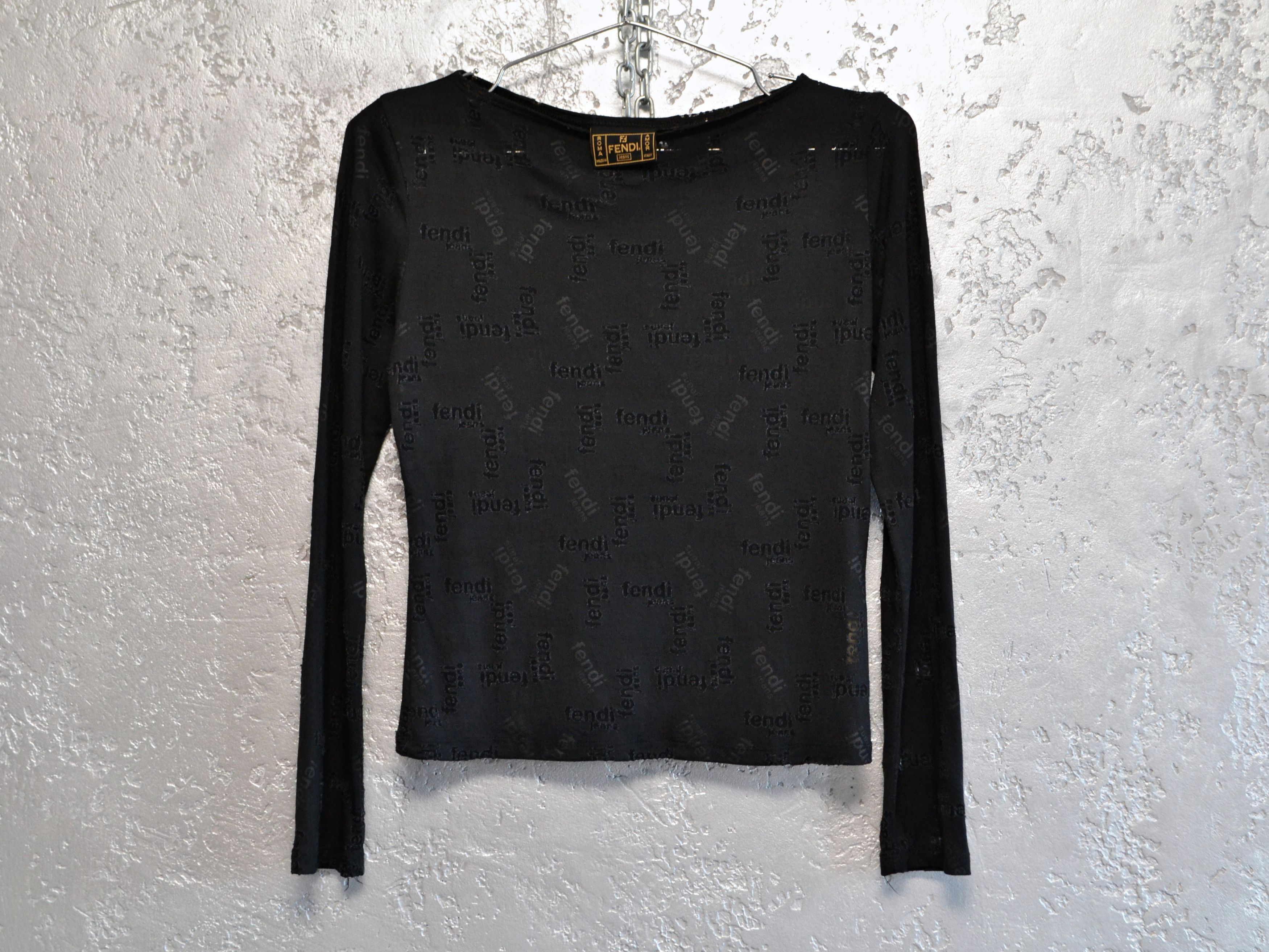 Fendi FENDI Jeans Women’s Long Sleeve Blouse Black Y2K Size S / US 4 / IT 40 - 1 Thumbnail