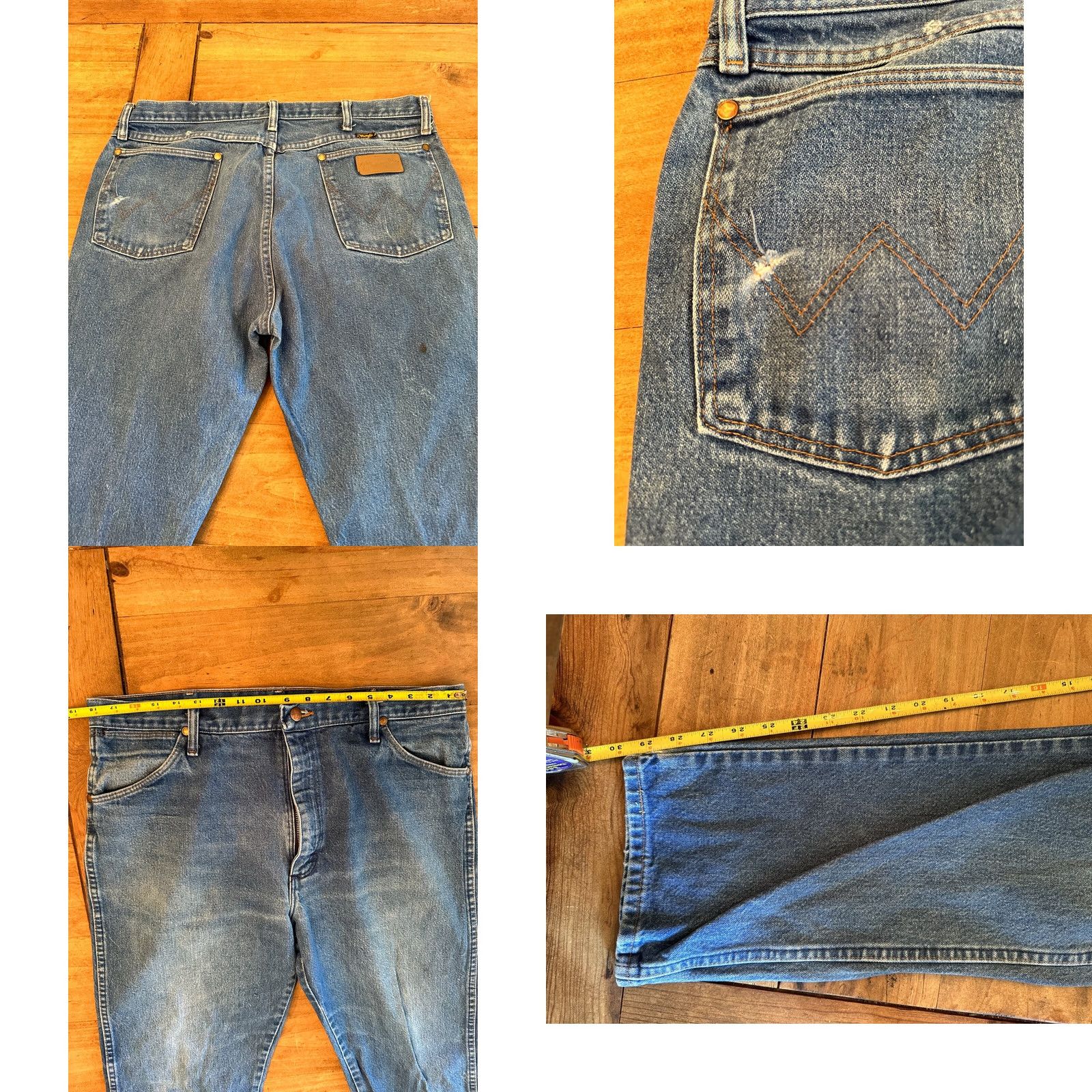 Wrangler VINTAGE Wrangler Jeans Cowboy Cut 36x30 USA Made Denim Blue Dark 5-Pocket Mens Western 80s 90s USA Mens Size US 36 / EU 52 - 8 Thumbnail